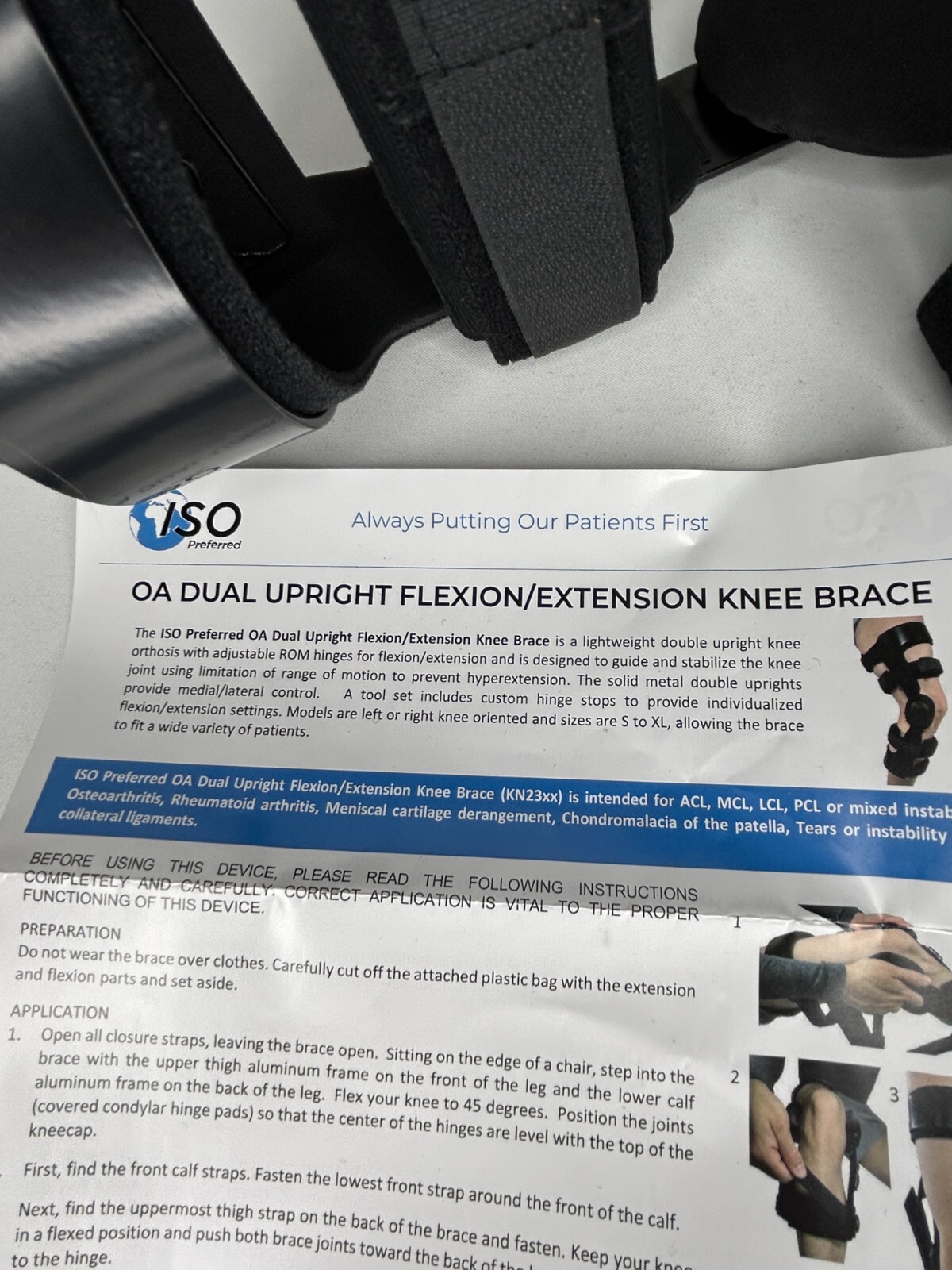 NEW ISO Preferred Small OA Dual Upright Hinge Knee Brace ISO-KN230R Right S/RT