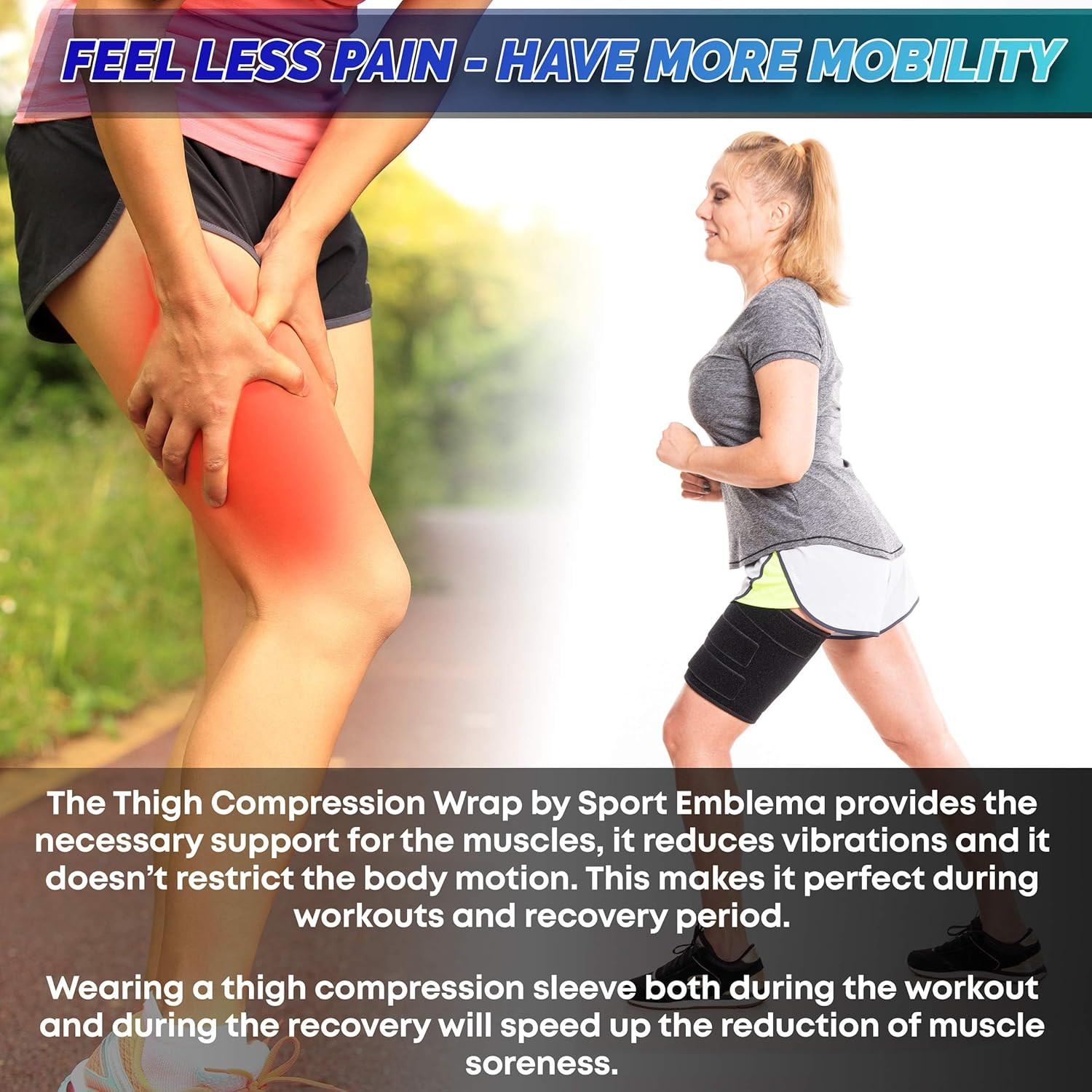 Sportemblema 2026 Upgraded Thigh Compression Sleeve for Men & Women, Sturdier No