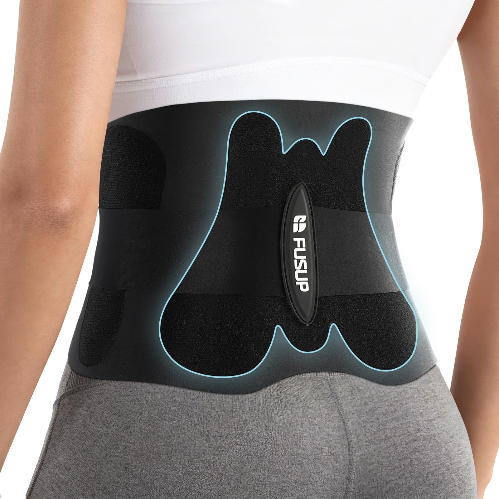 Thin Back Brace with 0.5mm Ultra-Thin & Seamless Design Under X-Large, Black