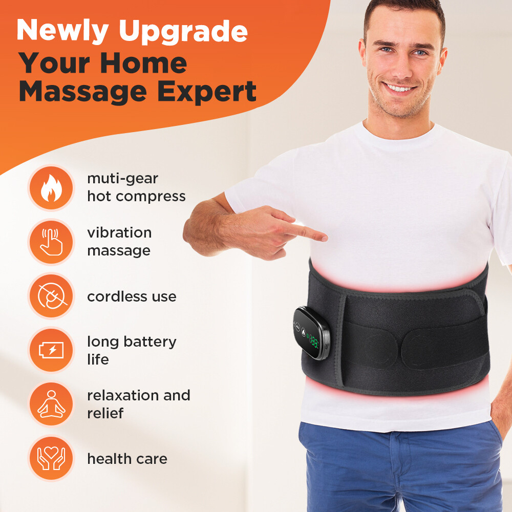 2 In 1 Electric Lower Back Massager for Pain Relief Heated Waist Lumbar Belt