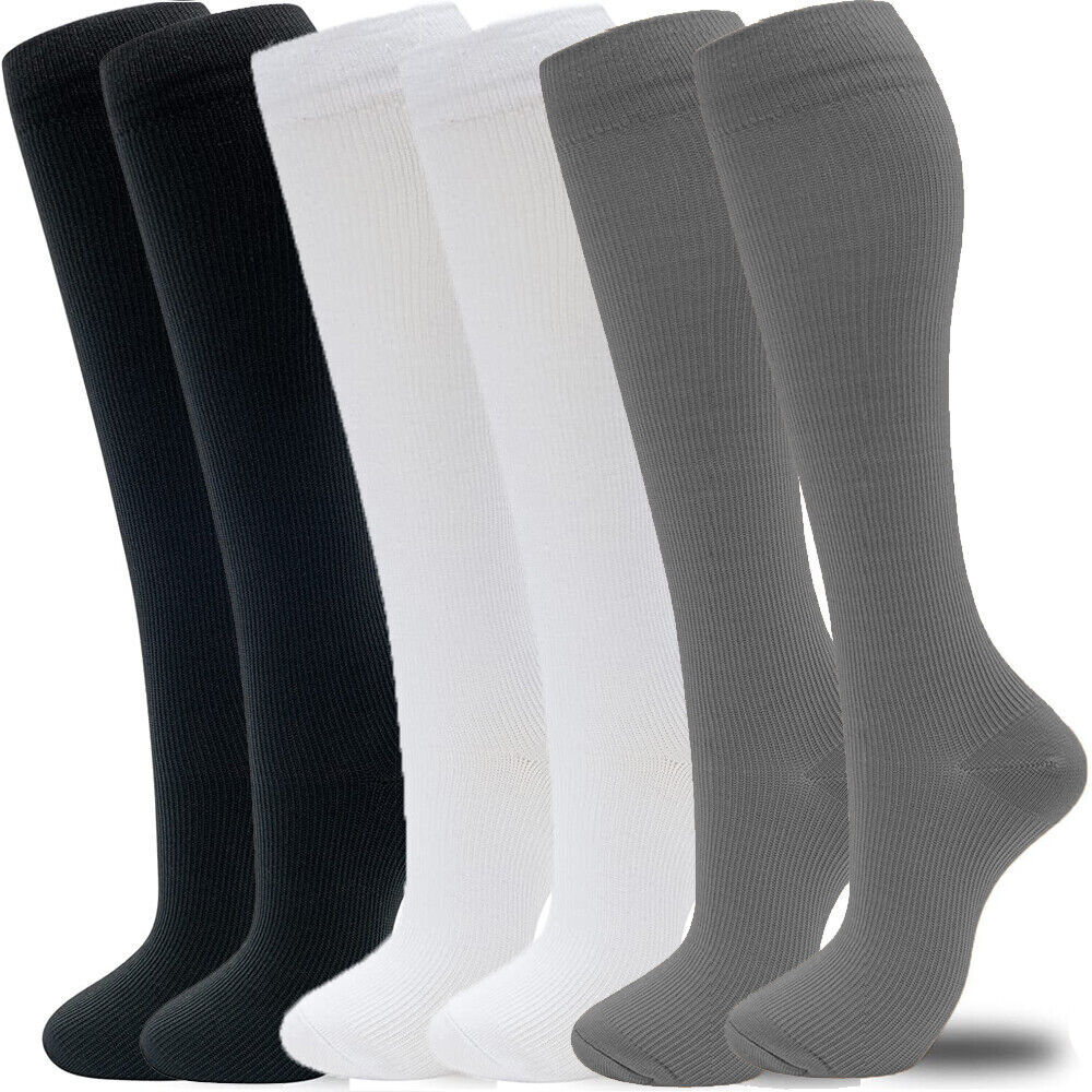 6 Pair Compression Socks Relief High Stockings Graduated Support Mens Women S-XL