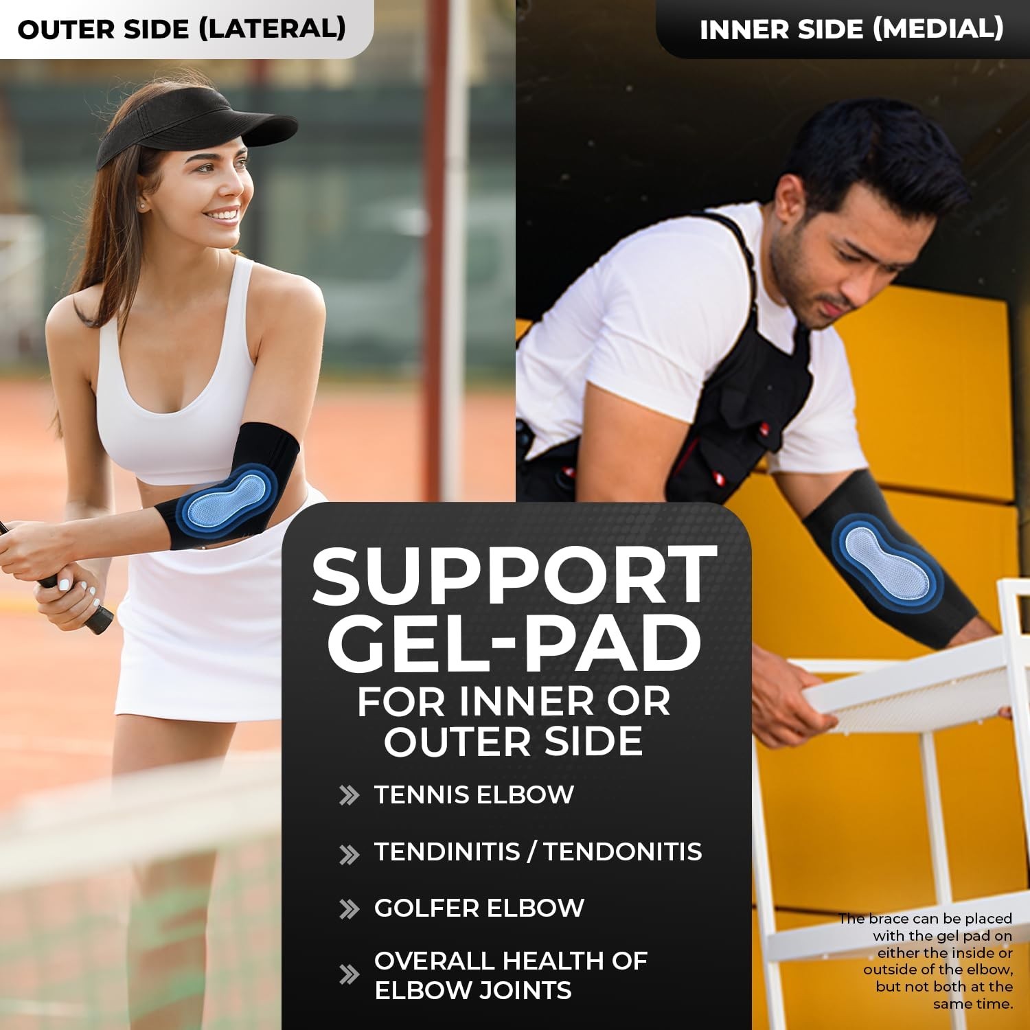 DR. BRACE® ELITE Elbow Brace support, Breathable Compression Sleeve Black Size M