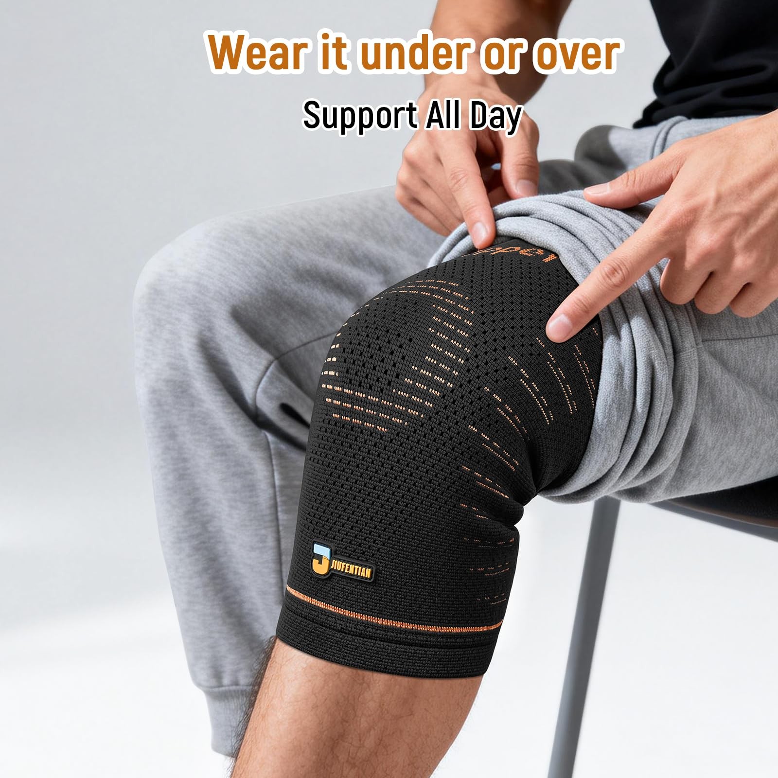Copper Knee Brace Compression Sleeves, 2 Pack, Arthritis Support, Large