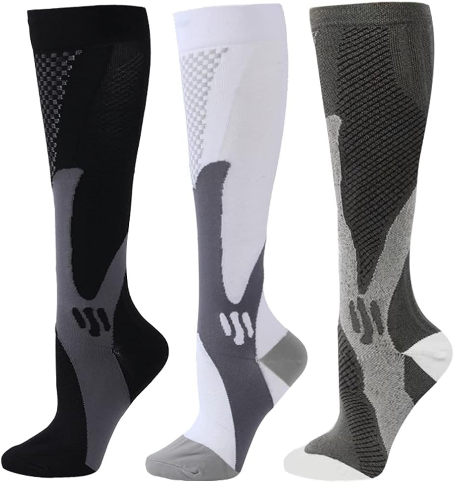 3 Pair Sport Compression Socks Men Women, Compression Stocking Nurse Socks for E