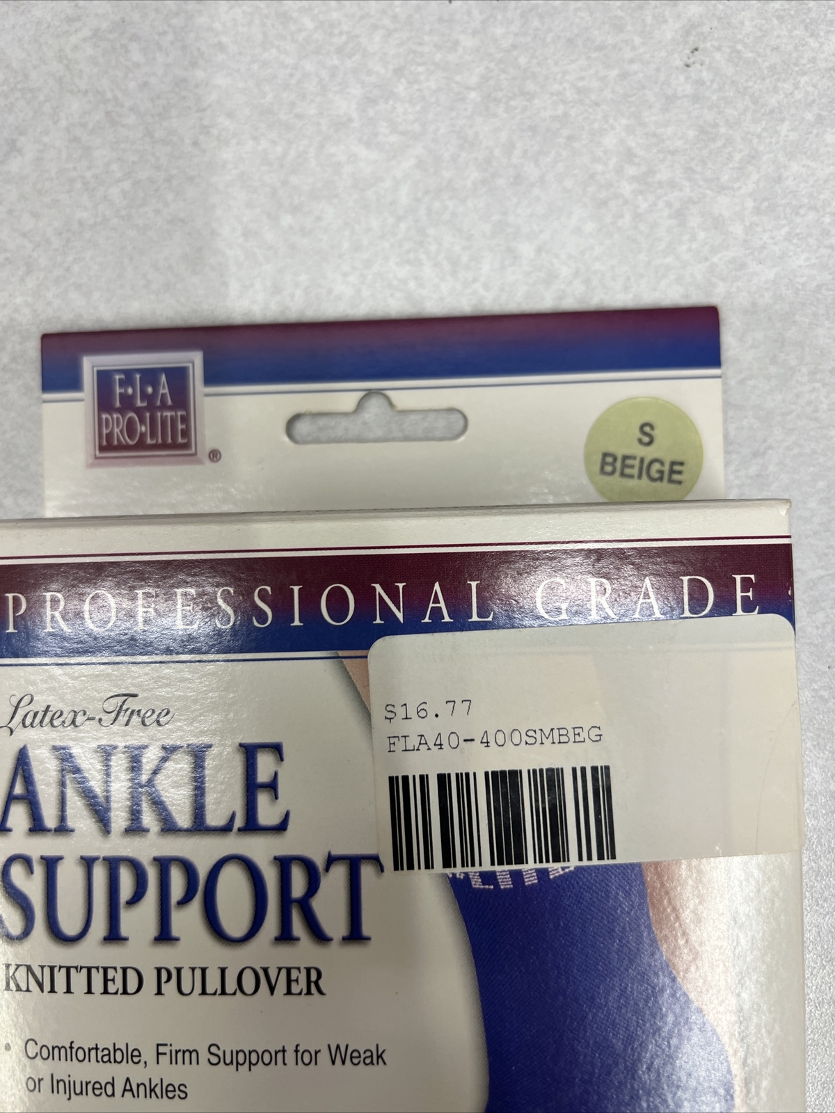Pro-Lite Ankle Support Knitted Pullover Size Small (7-8.5) Beige Latex -Free NIB