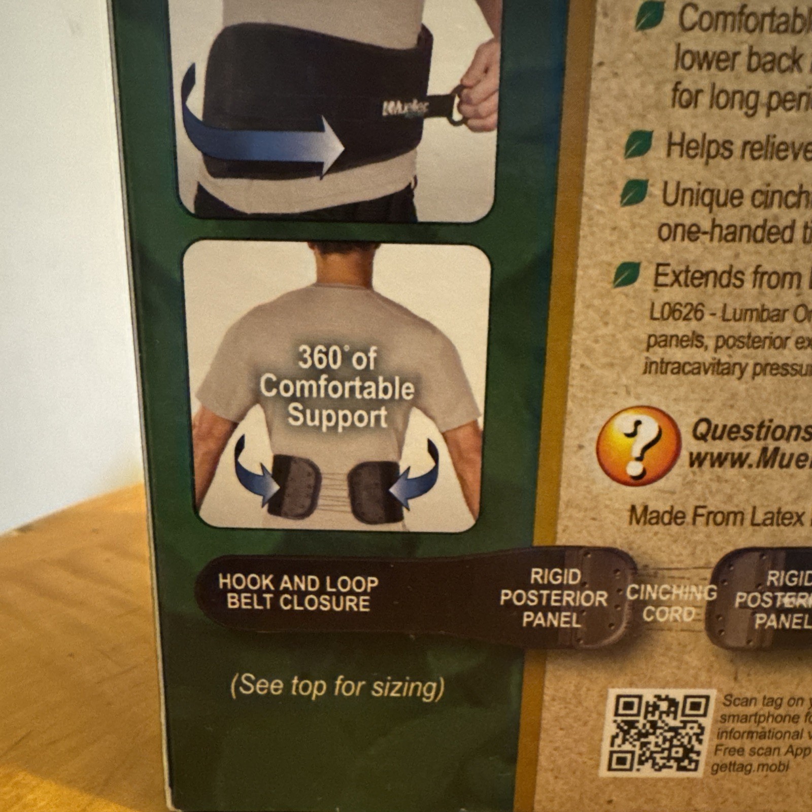 Mueller Green Back & Abdominal Support One-Size Adjustable Antimicrobial