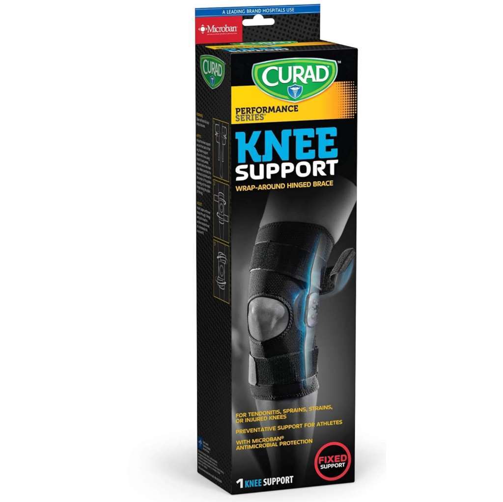 Curad Knee Support Neoprene Hinged w/U-Shaped Support Black Medium