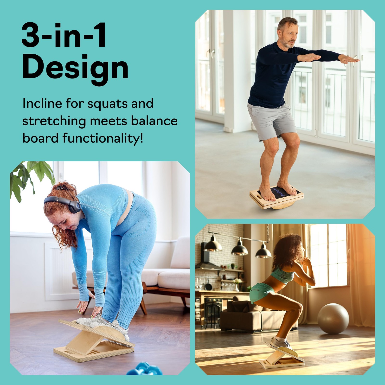 Slant Boards for Exercise – Board with 6 Incline Compact, Natural