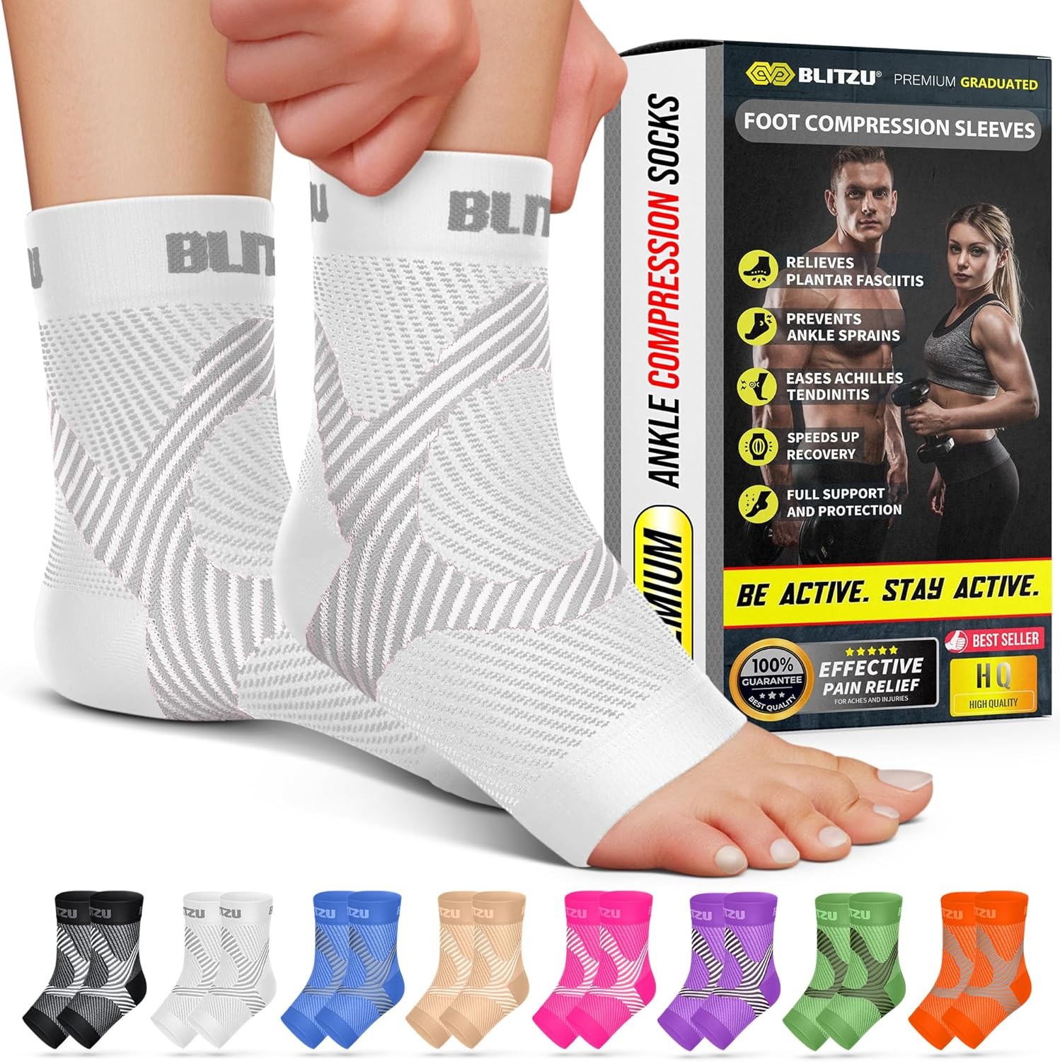Compression Socks Plantar Fasciitis Achilles Support White