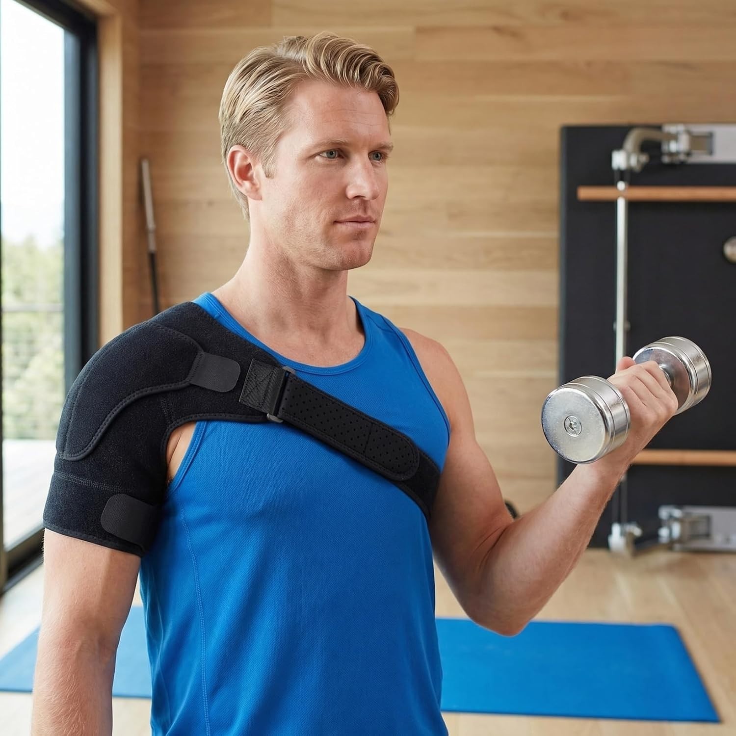 SHOULDER BRACE ROTATOR CUFF PAIN RELIEF SUPPORT ADJUSTABLE SLEEVE WRAP