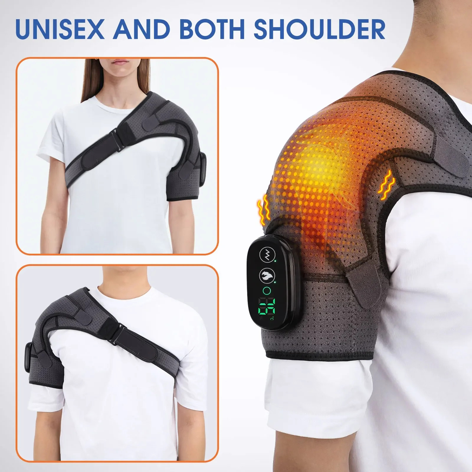Electric Heating Shoulder Massage Belt Back Shoulder Brace Shoulder Support Adju