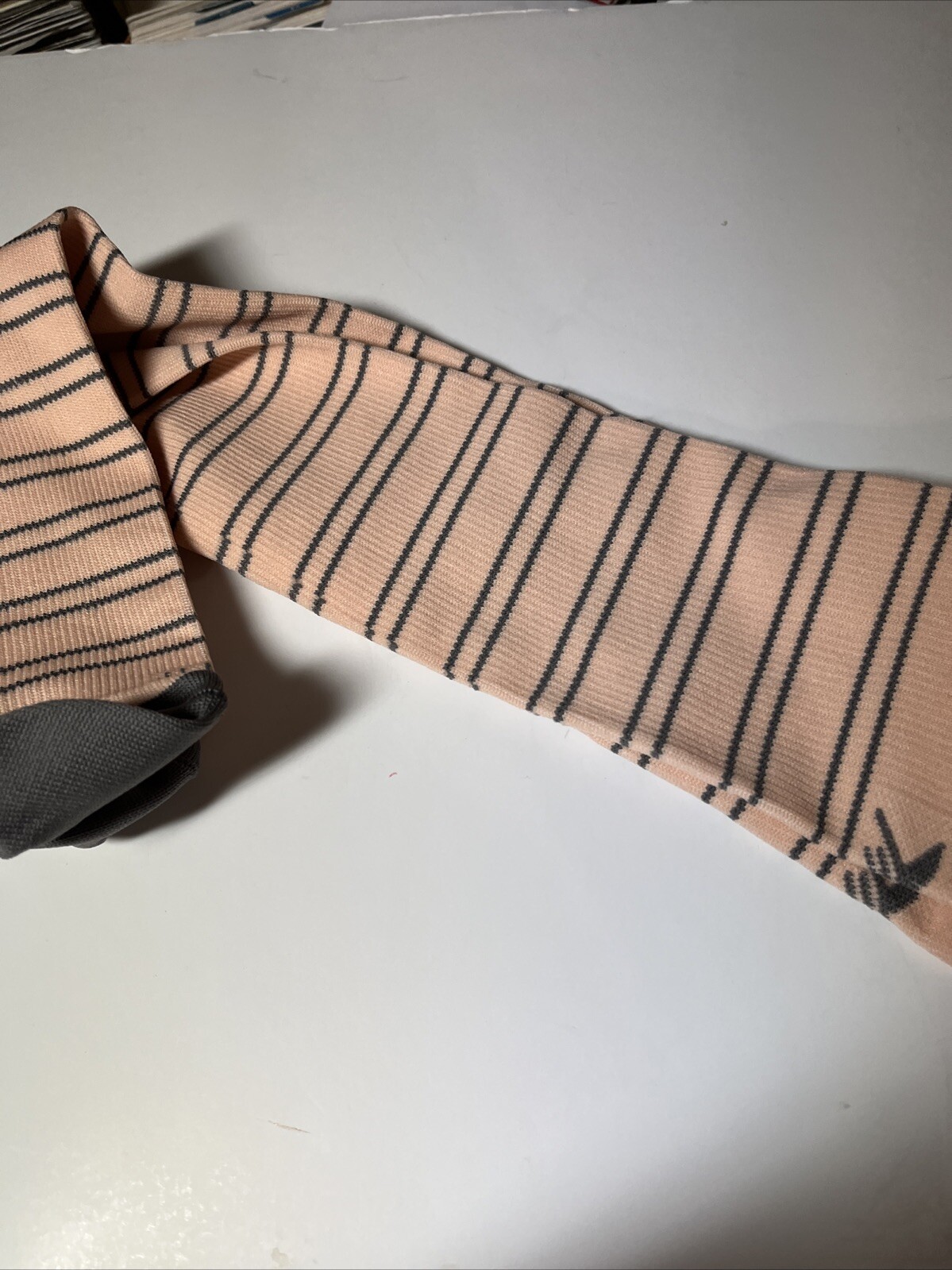 Extreme Fit Compression Socks Knee High Womens Mens Medical Blush Pink Gray Stri