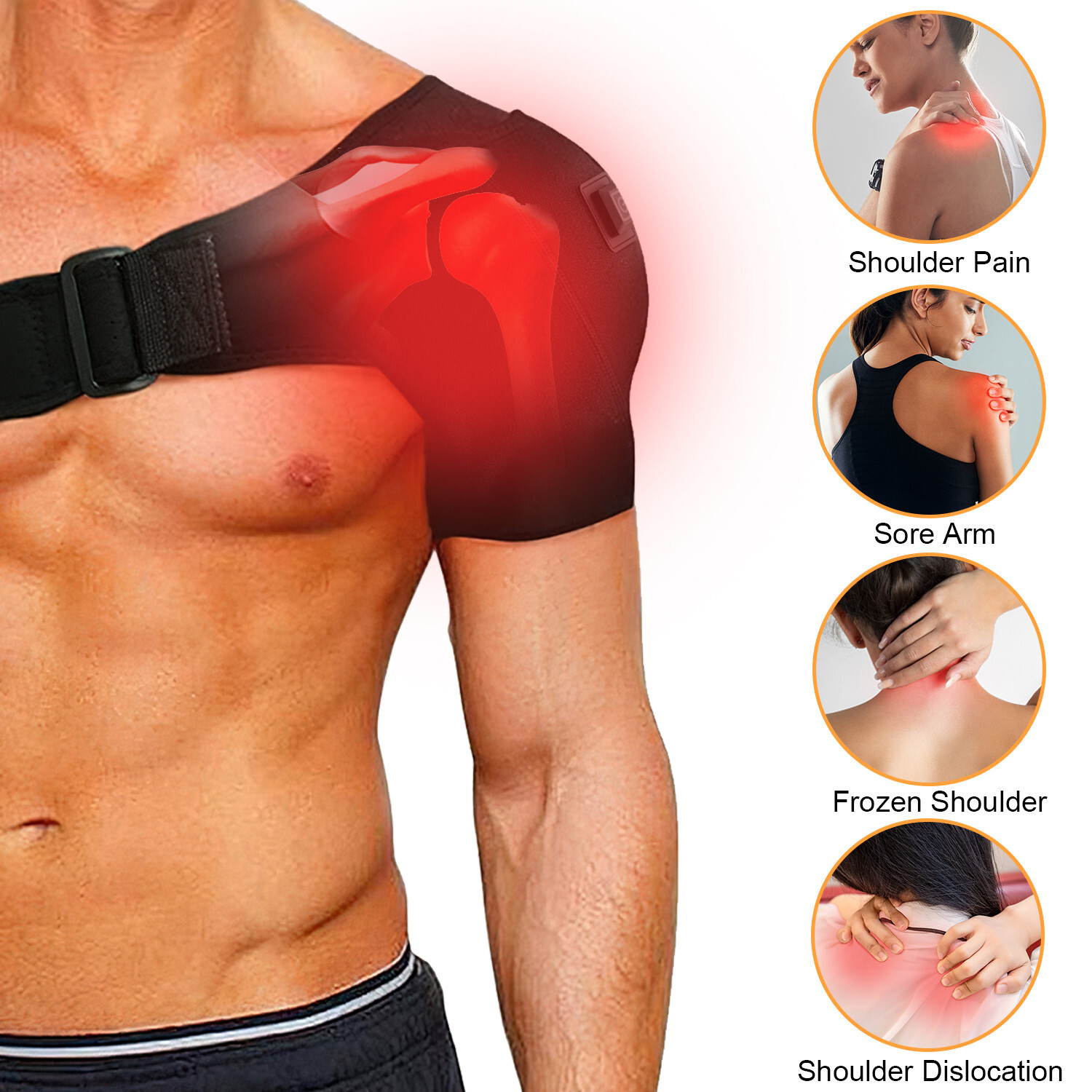 Heated Shoulder Brace – Rotator Cuff Support for Arthritis- Adjustable Straps|US