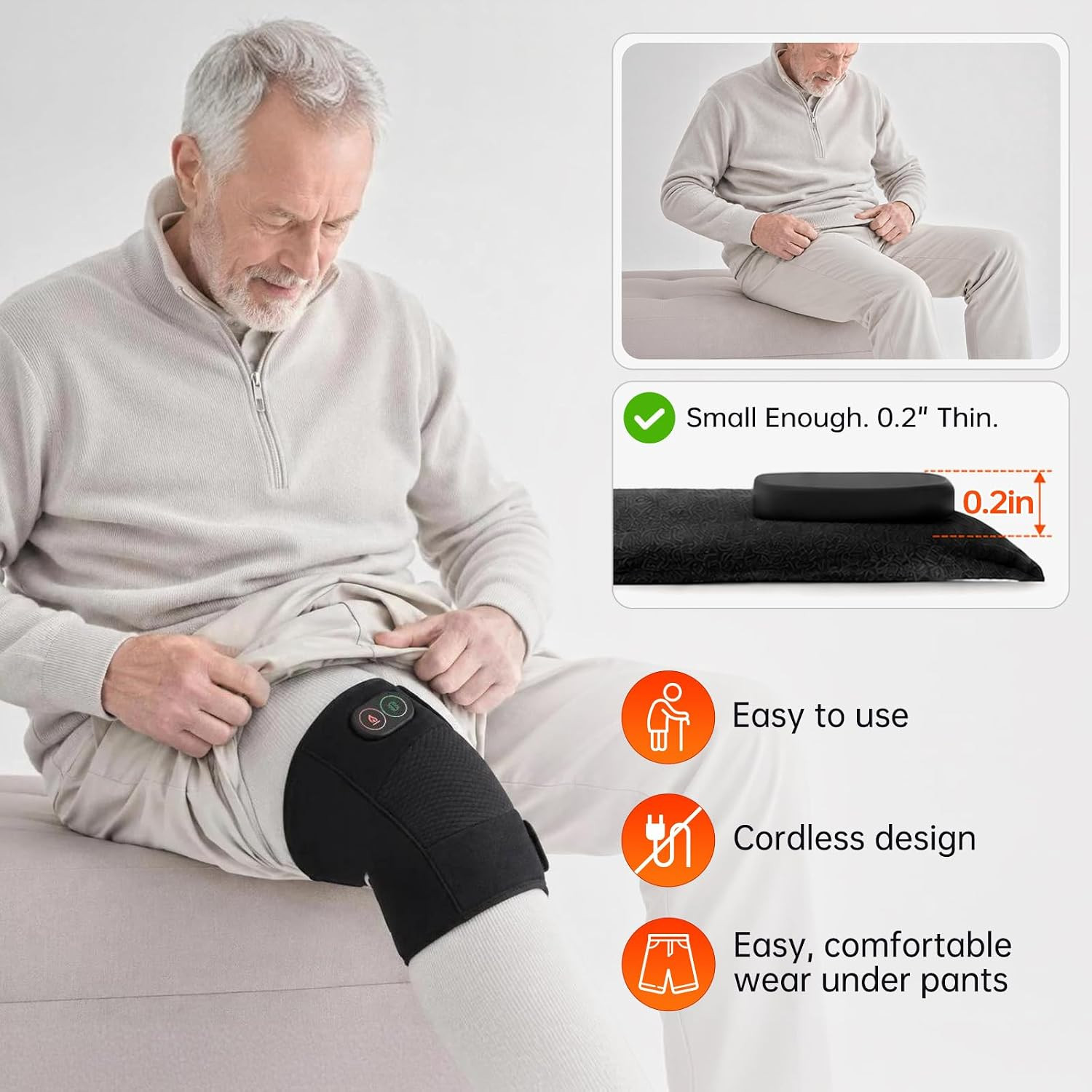 Knee Massager, Cordless Knee Heating Pad for Knee Pain Relief, Heated Knee Brace