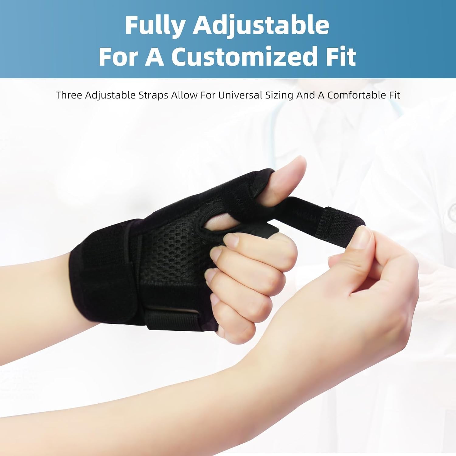 Adjustable Thumb Brace, Wrist Support Braces for Left and Right Hands (1 Pack)