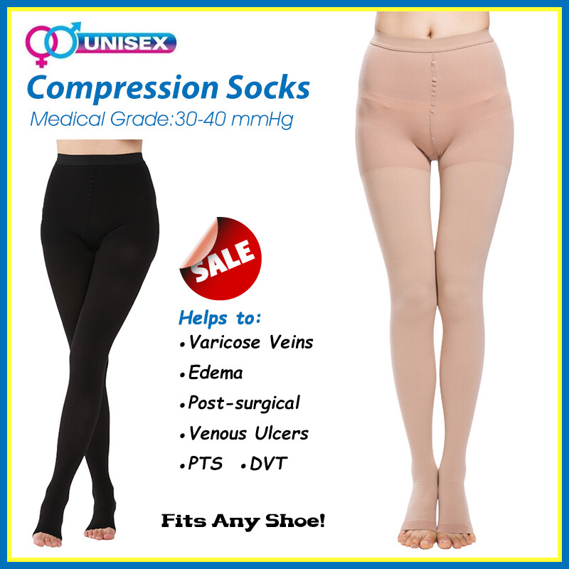 30-40 mmHg Compression Pantyhose Women Support Stockings Edema Varicose Veins