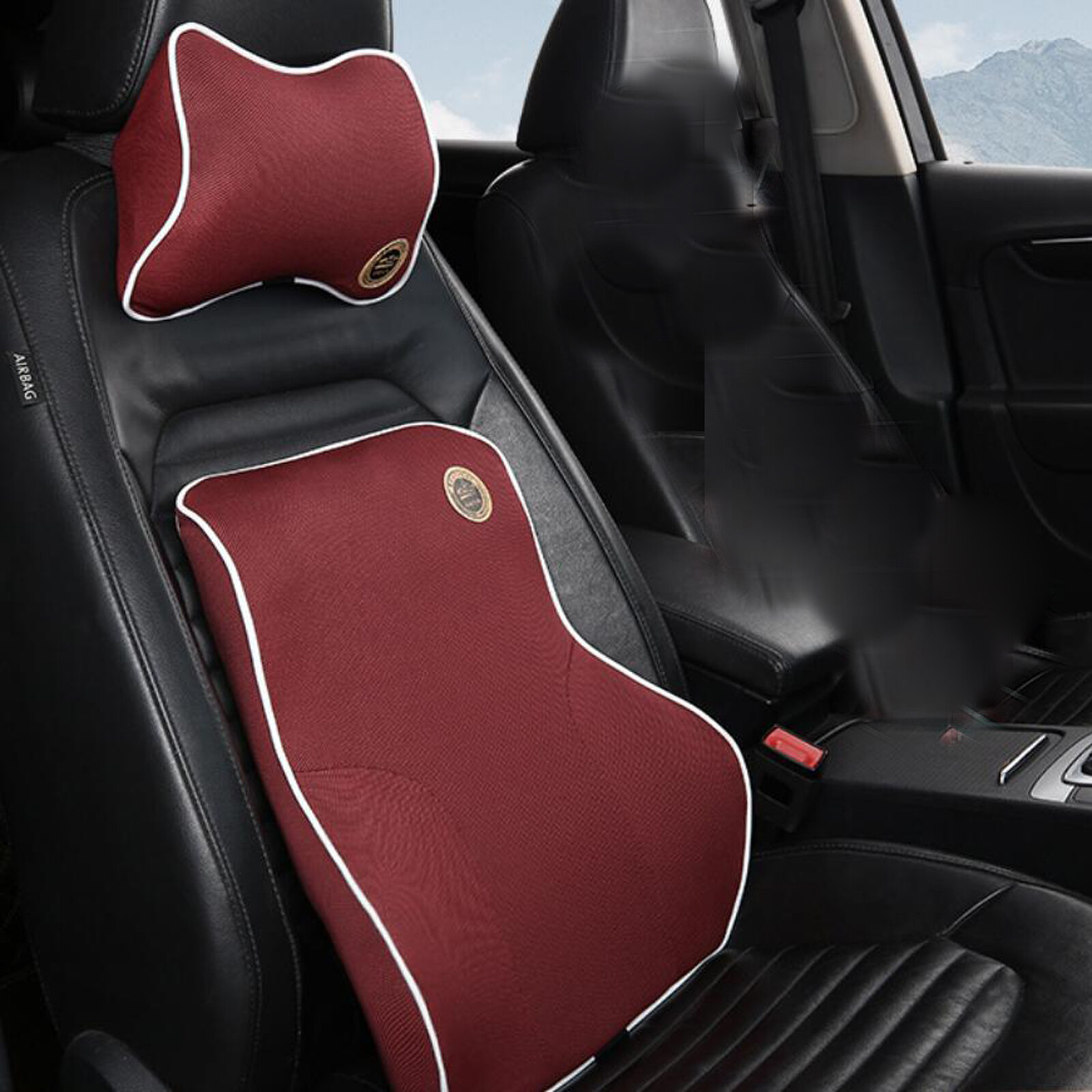 Memory Foam Car Lumbar Support & Neck Pillow Set – Comfort Kit
