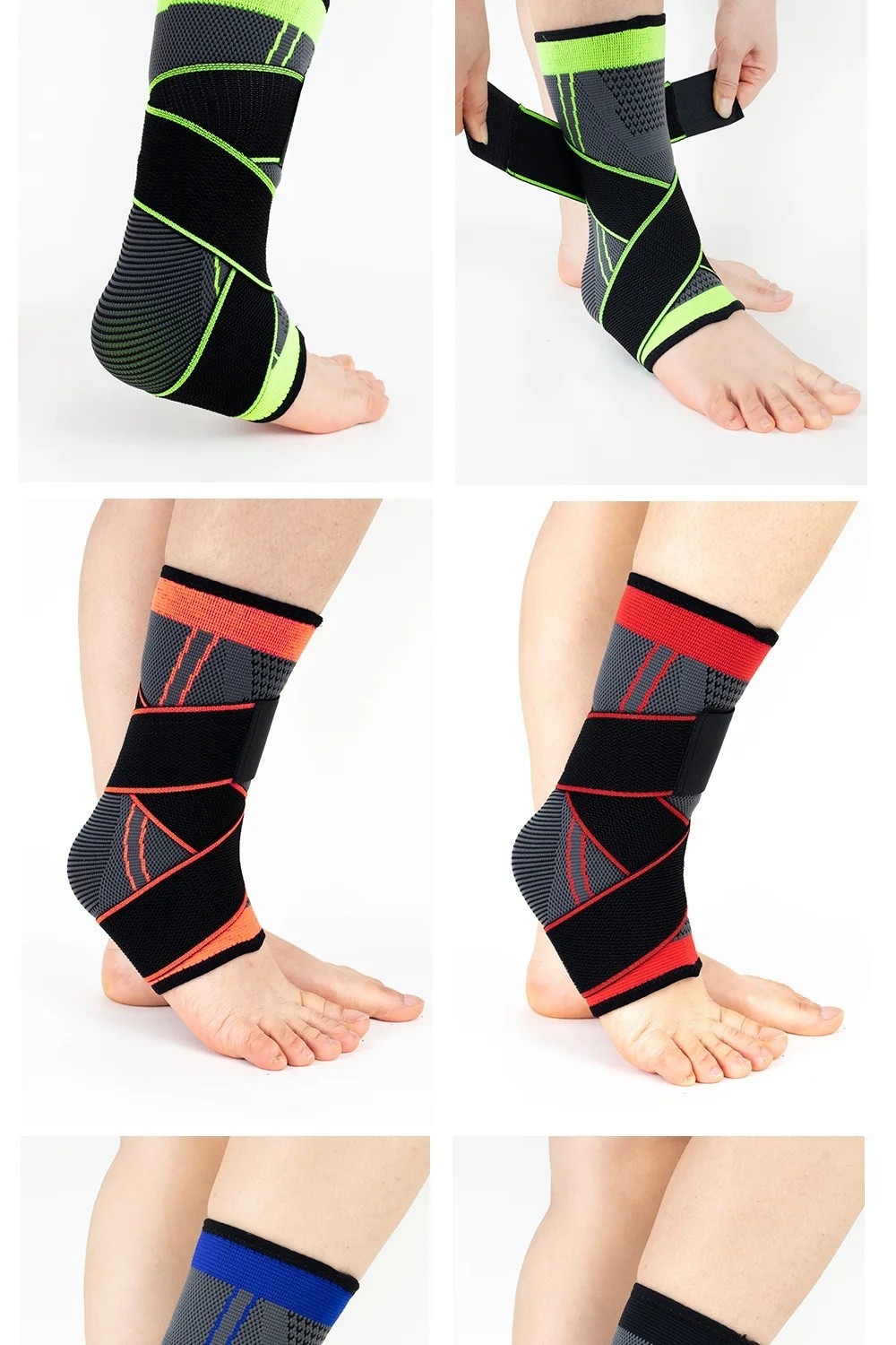 1 Pack Ankle Support Brace Compression Wrap Adjustable for Sports Running Hiking