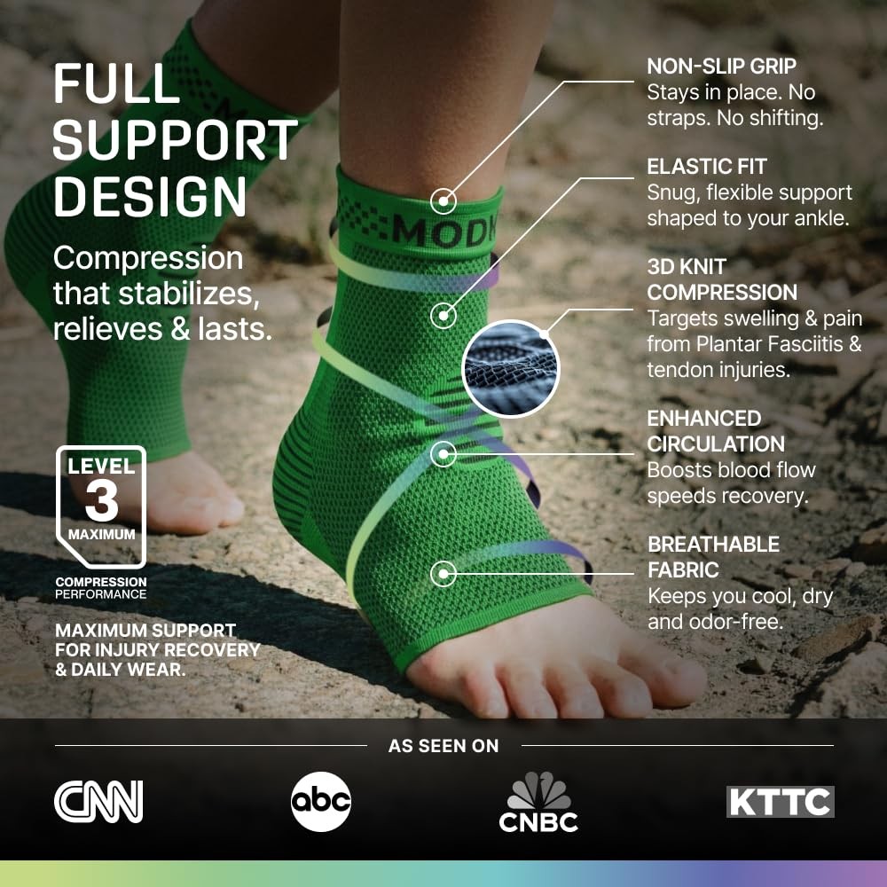 Modvel Foot & Ankle Brace Socks for Sprained Compression Large, Green