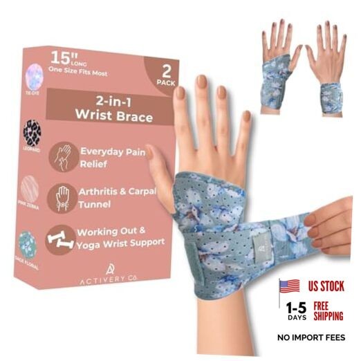 Carpal Tunnel Wrist Brace Left Hand, Right Hand for Women, Sage Green Floral