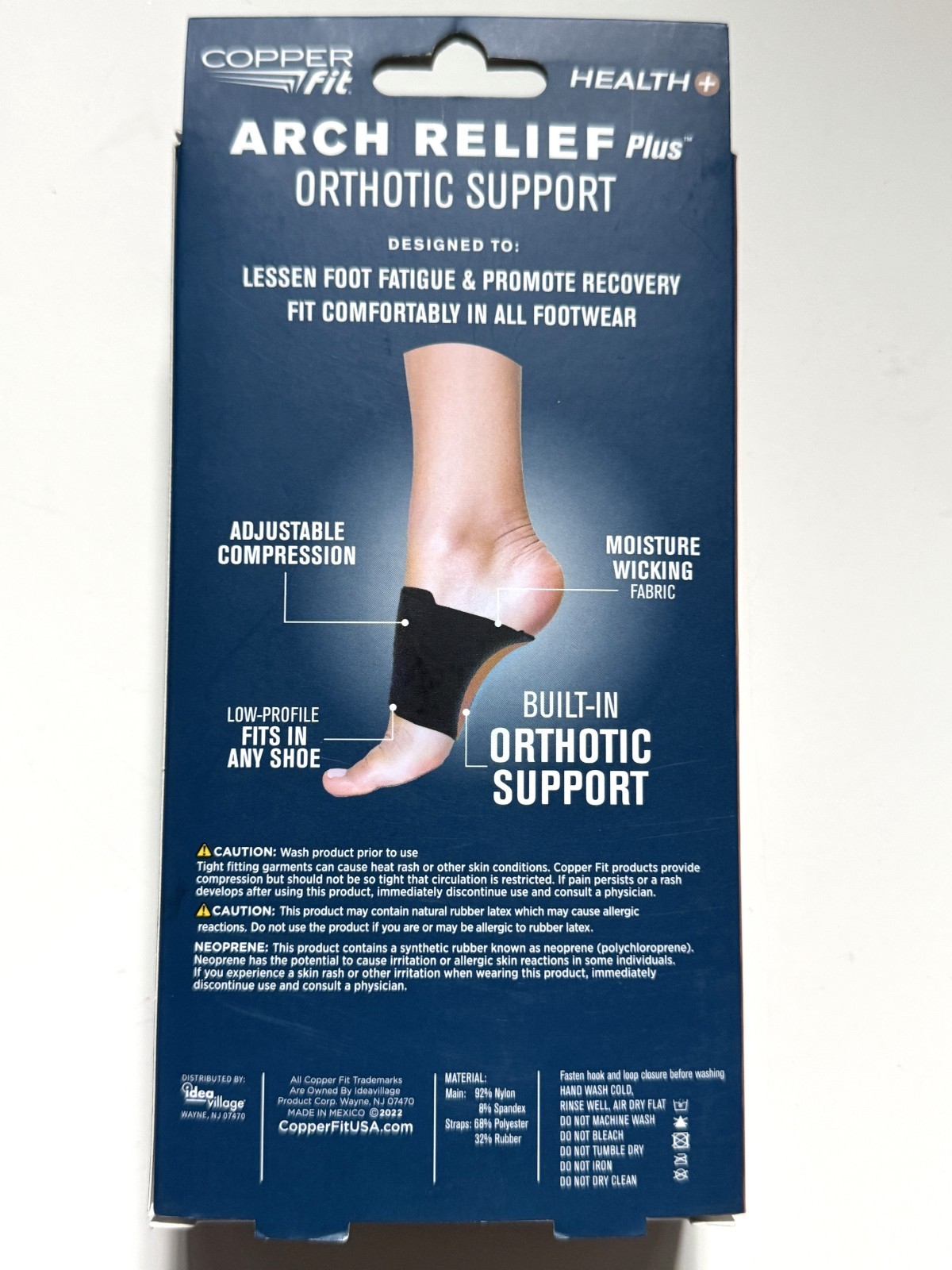 Copper Fit Health Unisex Arch Relief Plus with Built-In Orthotic Support – Black