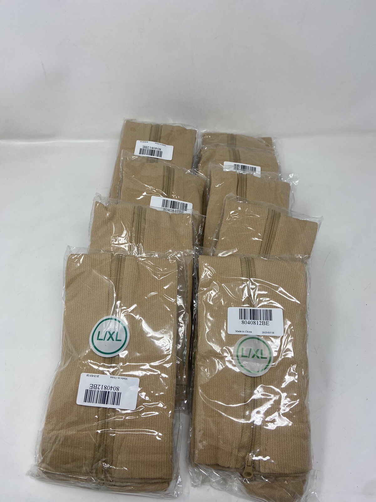 Zip Up Compression Socks Support Hose Unisex Edema Diabetic Lot Of 10 L/XL Beige