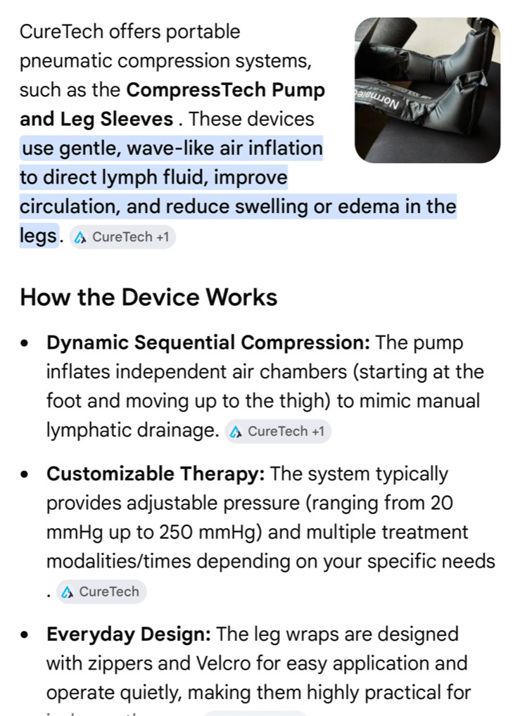Cure Compress Tech Complete Bilateral Leg Coverage System w Pump Lymphedema/DVT