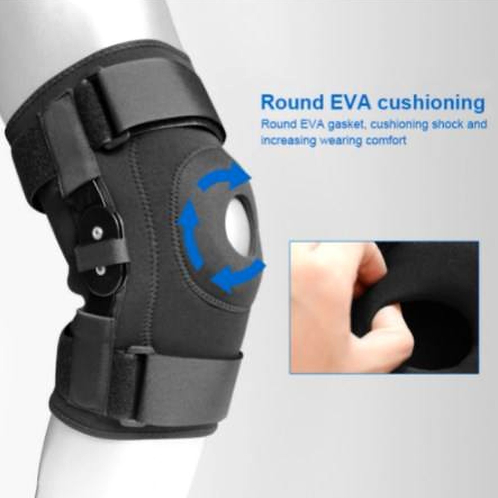 Adjustable Open Patella Hinged Knee Brace Compression Support Pain Relief Wraps
