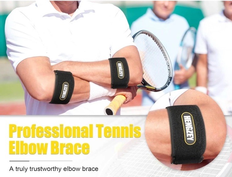 HENGZEY Elbow Brace for Tendonitis and Tennis Golfers Elbow Strap Pain Relief X2