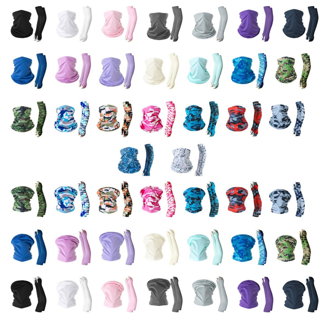 3 Pcs Compression Sport Arm Sleeve Baseball Football Sleeves Sun Protection+Mask