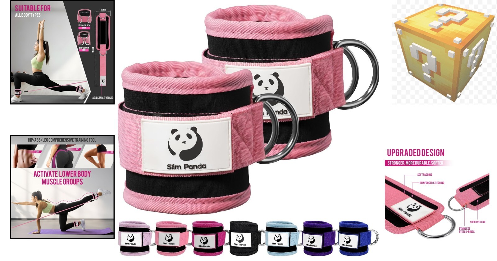 Durable Pink Ankle Cuffs for Glute Workouts – Adjustable, Lightweight & Stylish
