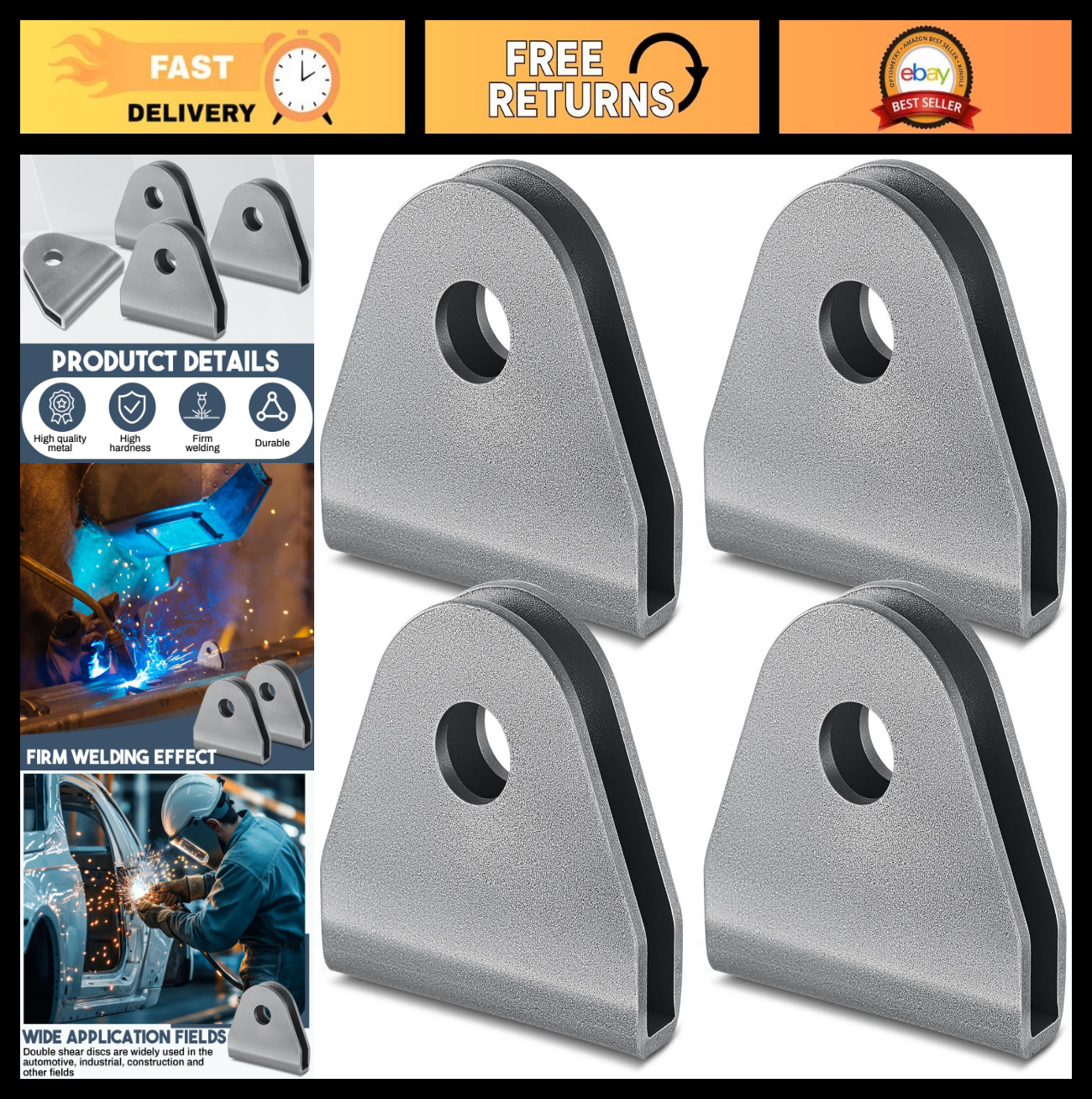 4 Pack Double Shear Seat Belt Tabs – Weld-On Limit Straps for Offroad & UTV Use