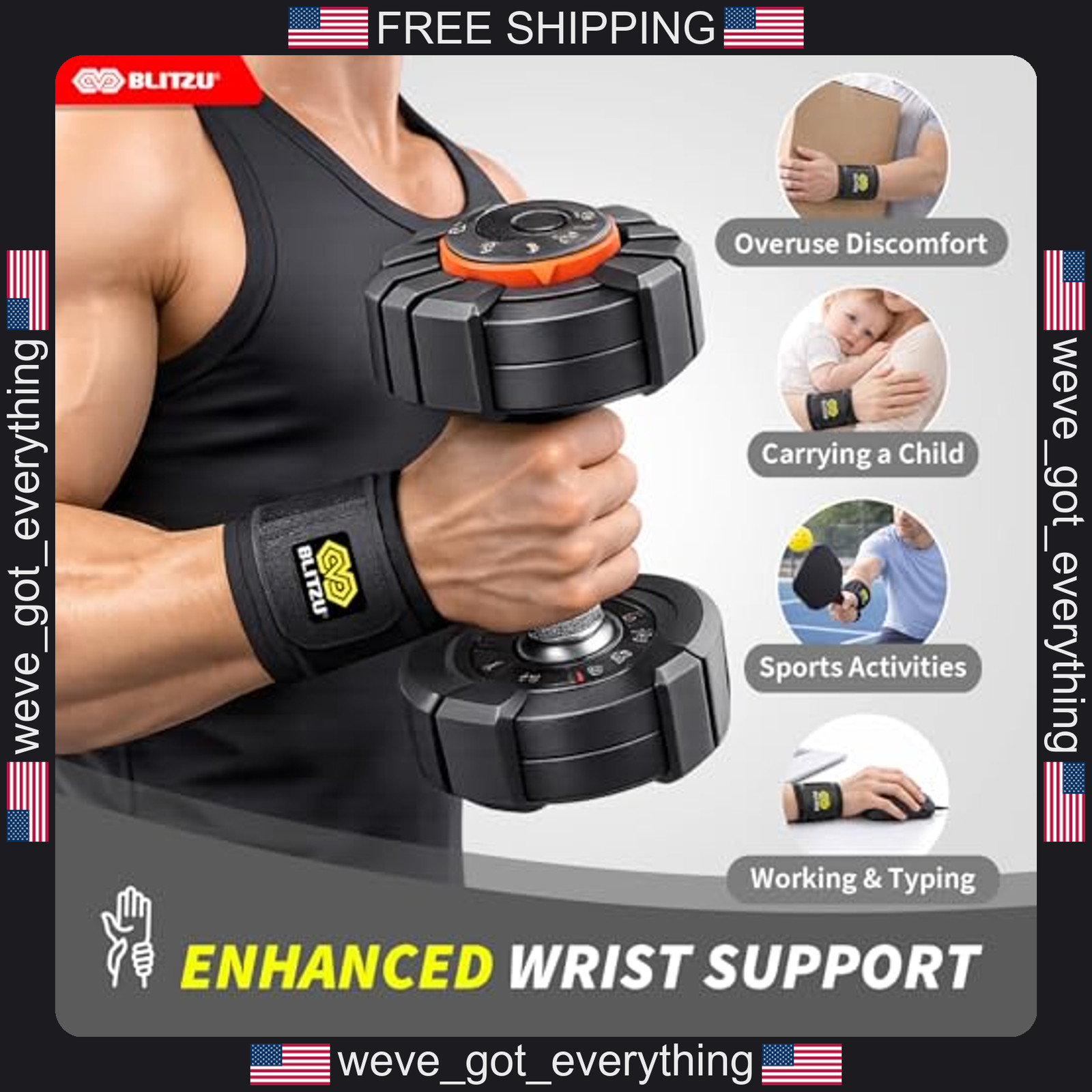 2 Pack Neoprene Wrist Supports for Pain Relief and Stability