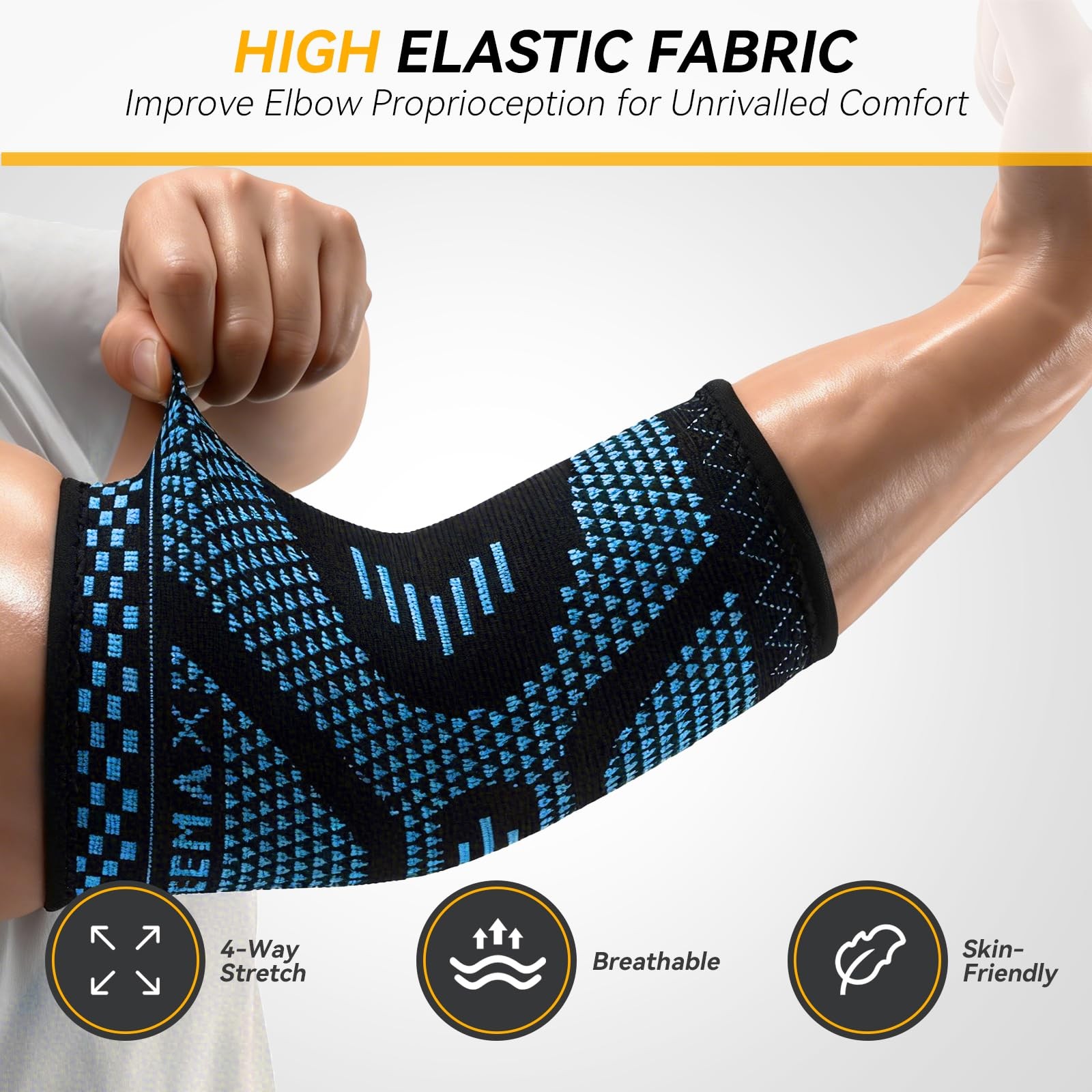 2 Pack Copper Elbow Compression Sleeve for Tennis Golfers Joint Pain Relief