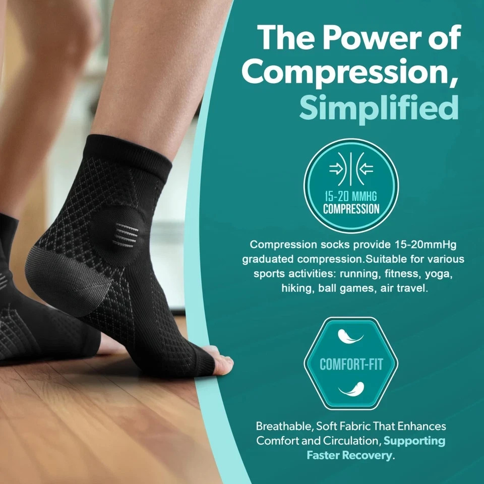 2Pcs Adjustable Copper Infused Ankle Support Compression Sleeve for Sports