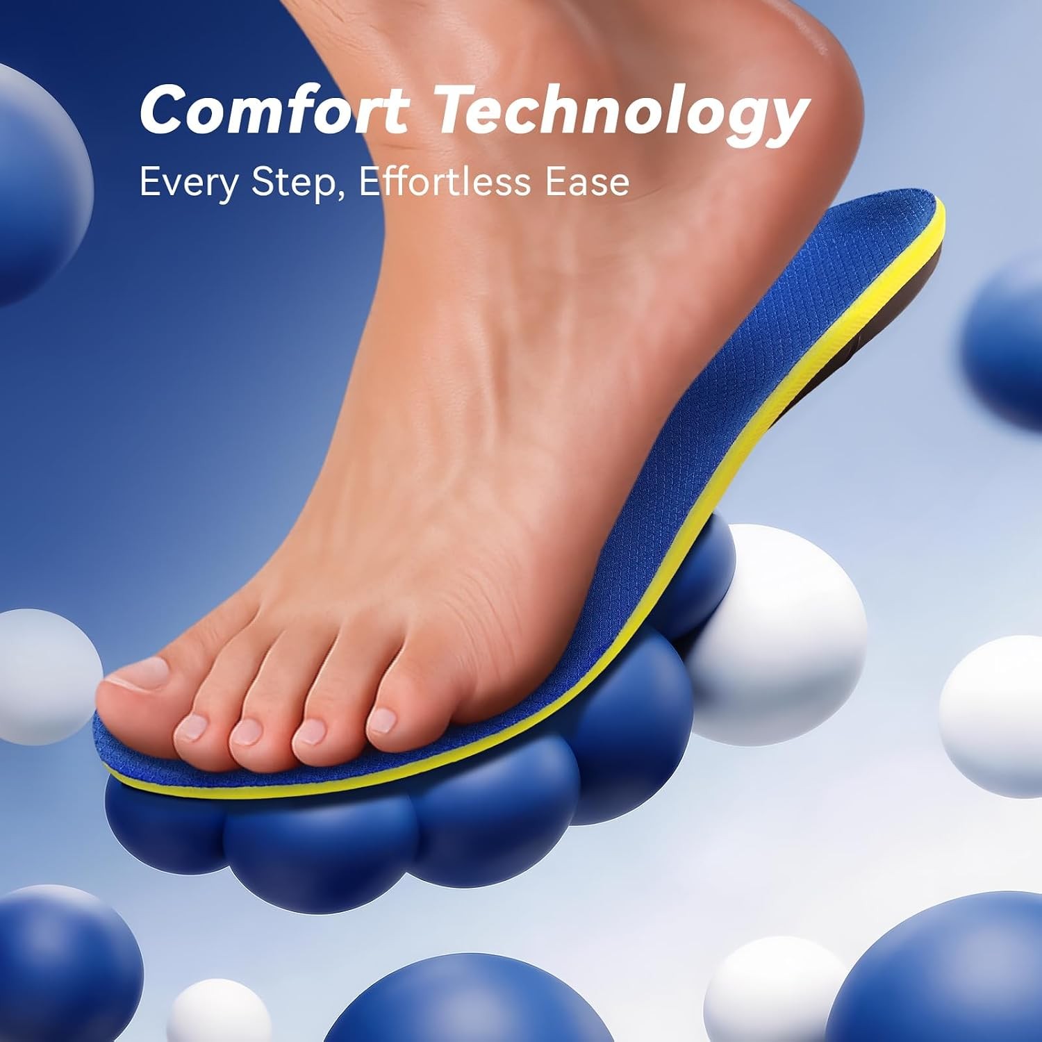 Heavy Duty Orthotics for Plantar Fasciitis Support Blue Insoles Men 10-12