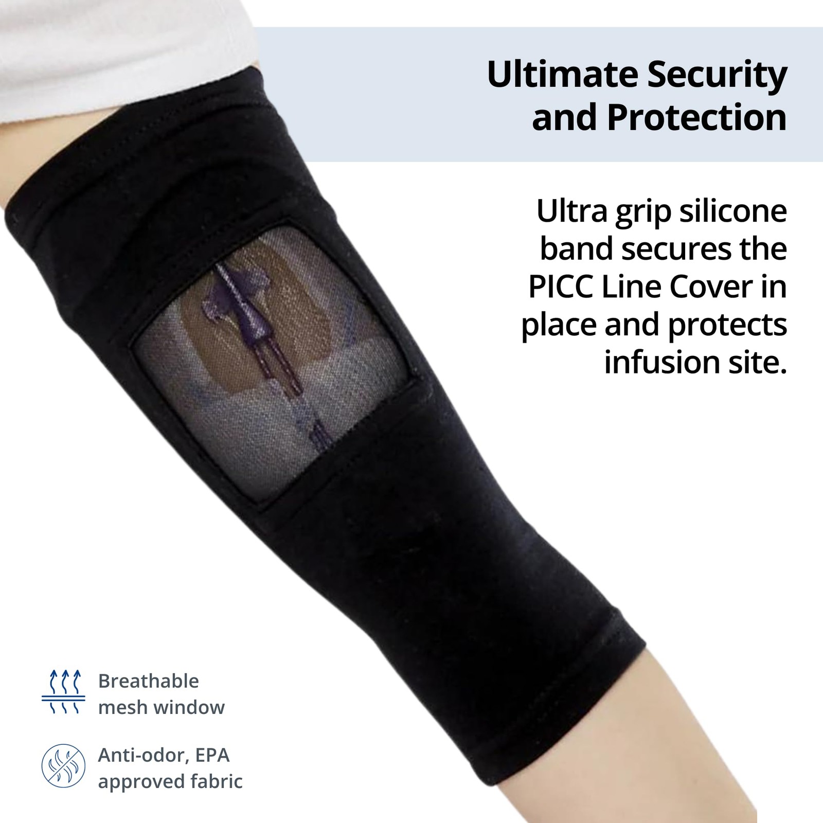 – Long PICC Line Cover (Small, Black) – for Patients with PICC Lines – Upper …