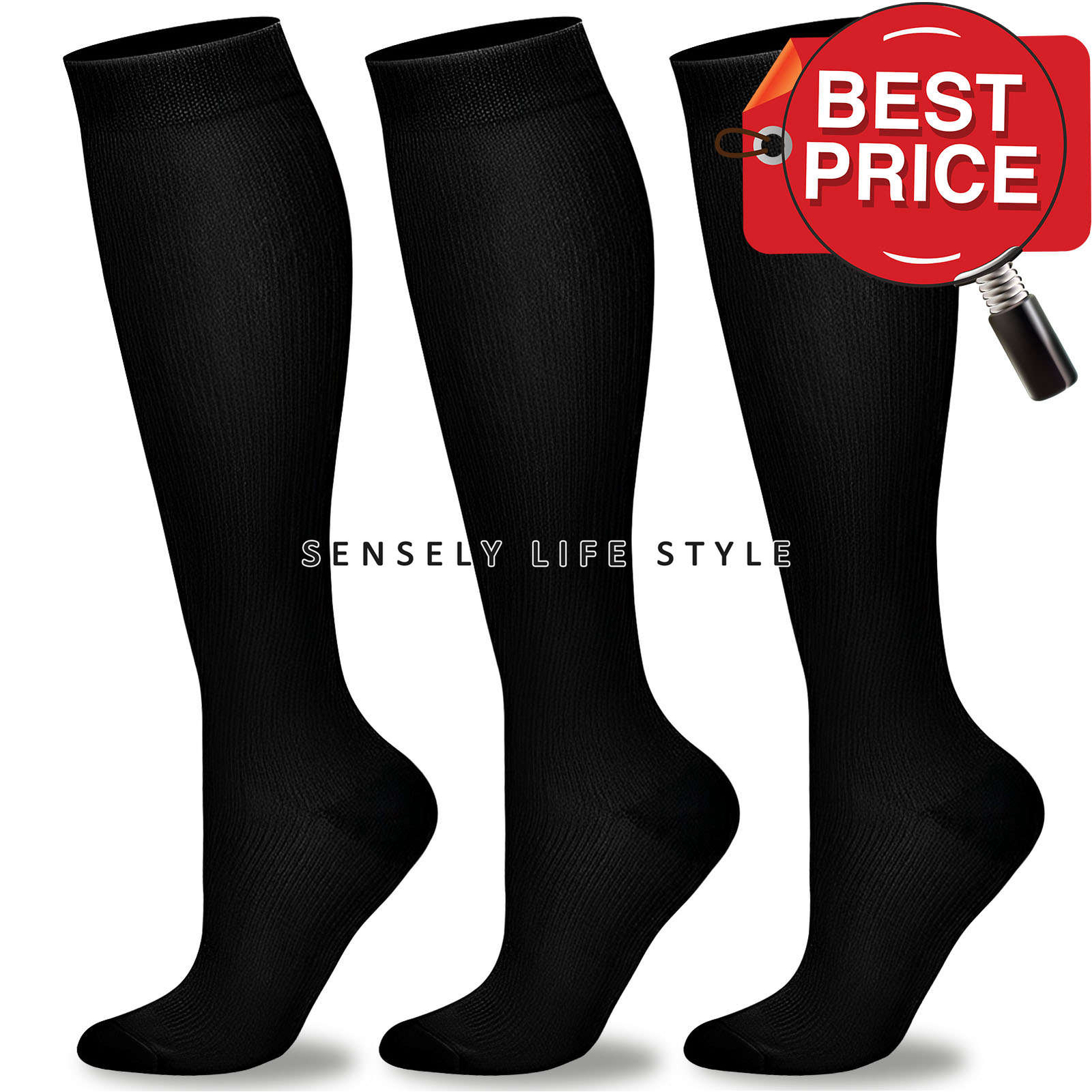 3/6 Pairs – Compression Socks L/XL, Men or Women Graduated Compression Socks