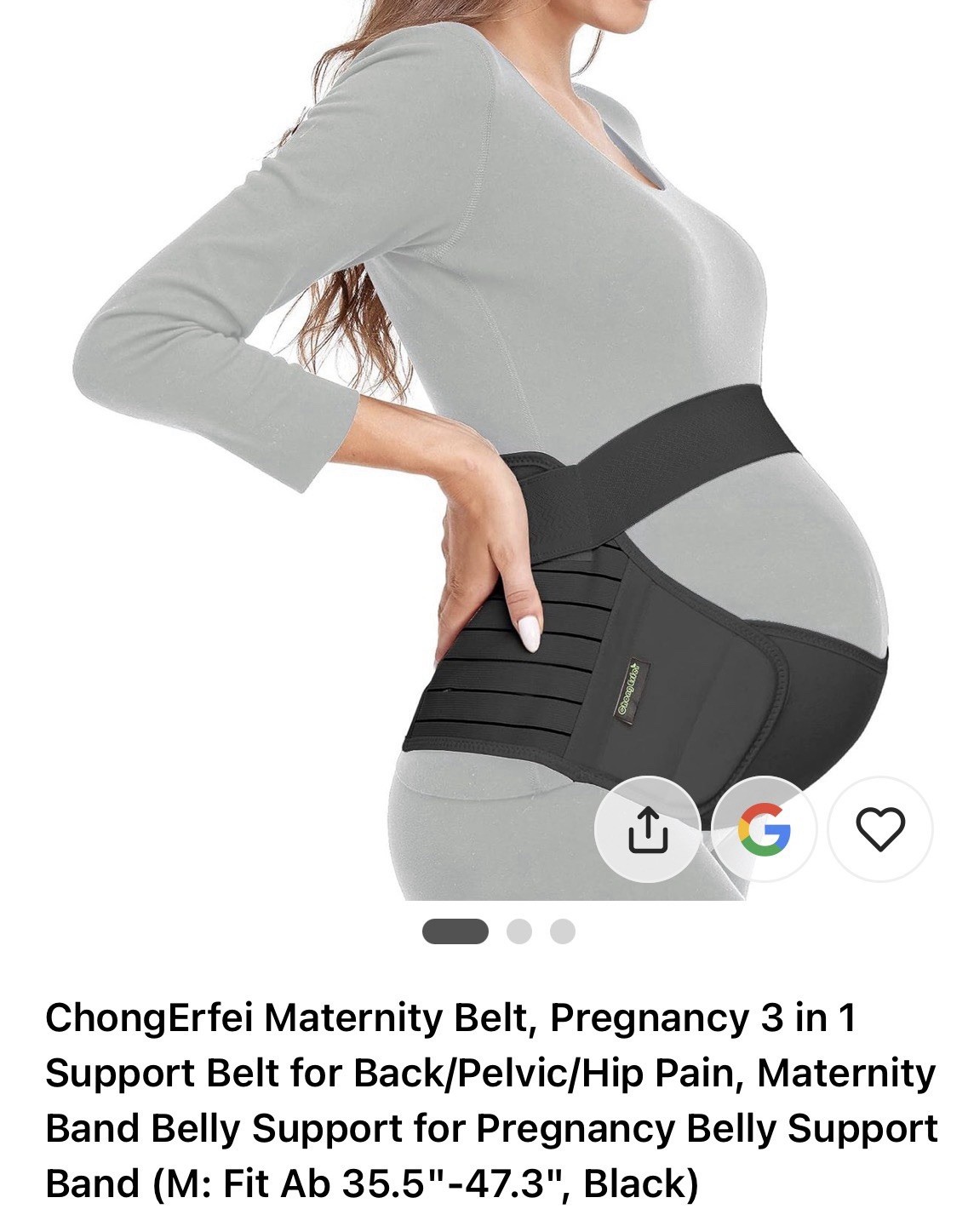 ChongErfei Maternity Support Belt Belly Band Black Size M Back Hip Pelvis