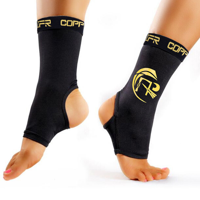 Copper Ankle Brace Support Compression Sleeve Foot Arthritis Fitness Pain Relief