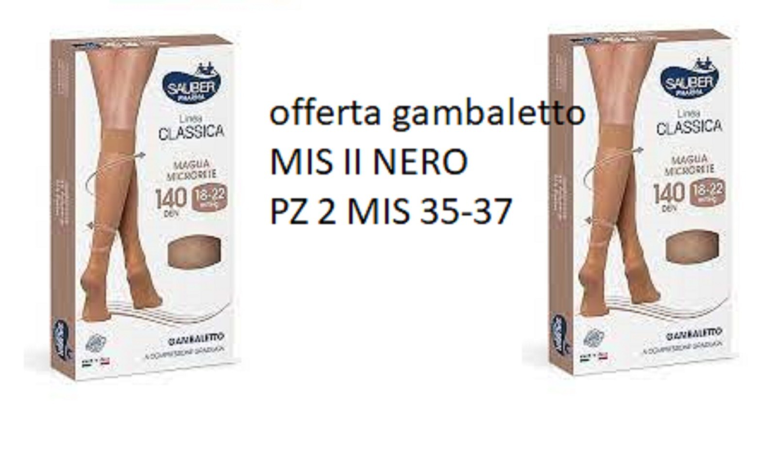 Sauber 140Den 18-22mmHg Graduated Compression Leg Size II Size 35-37 2PC