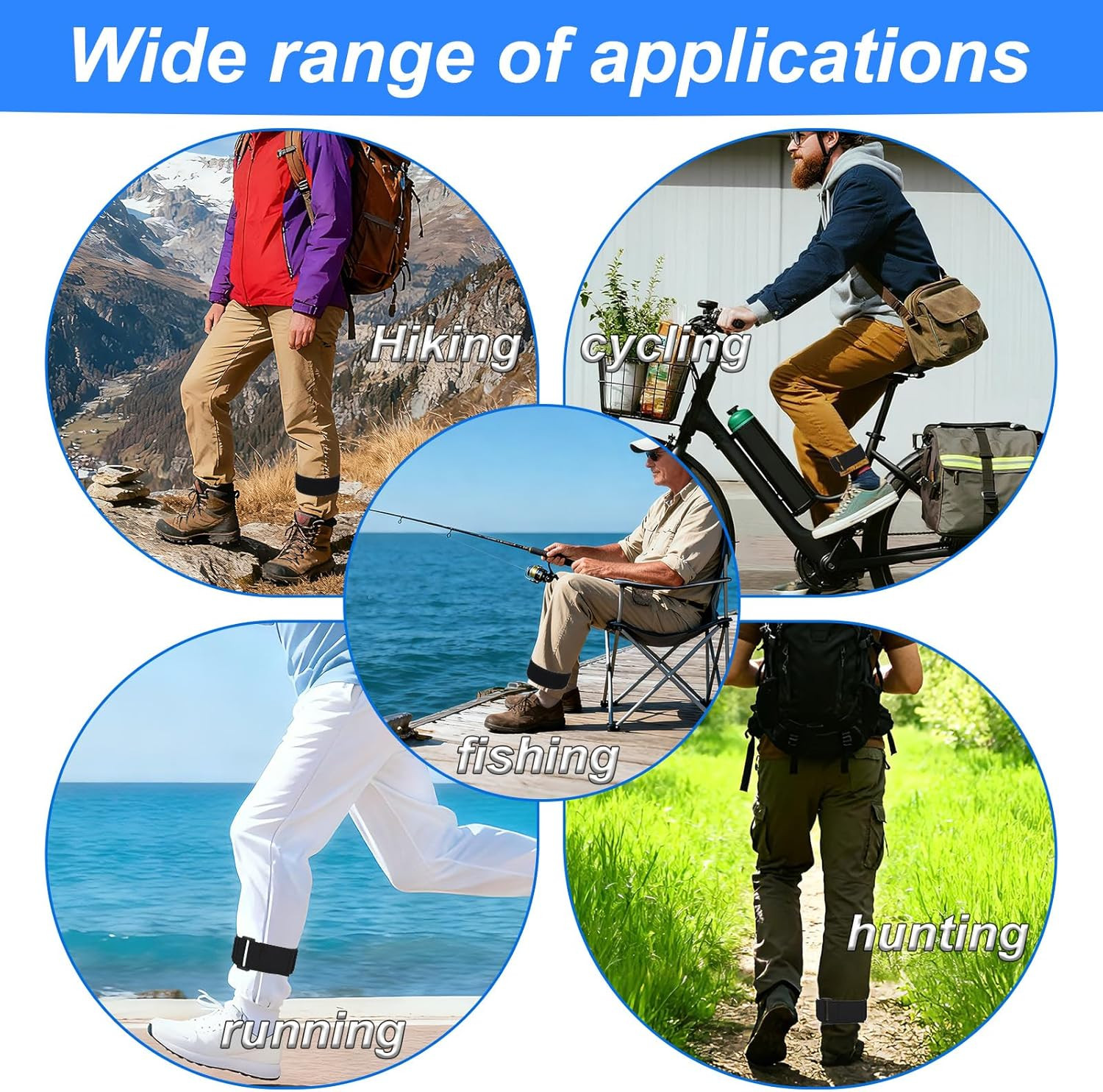 Elastic Ankle Straps, Nylon Adjustable Pant Leg Bands Unisex Boot Straps for Cyc
