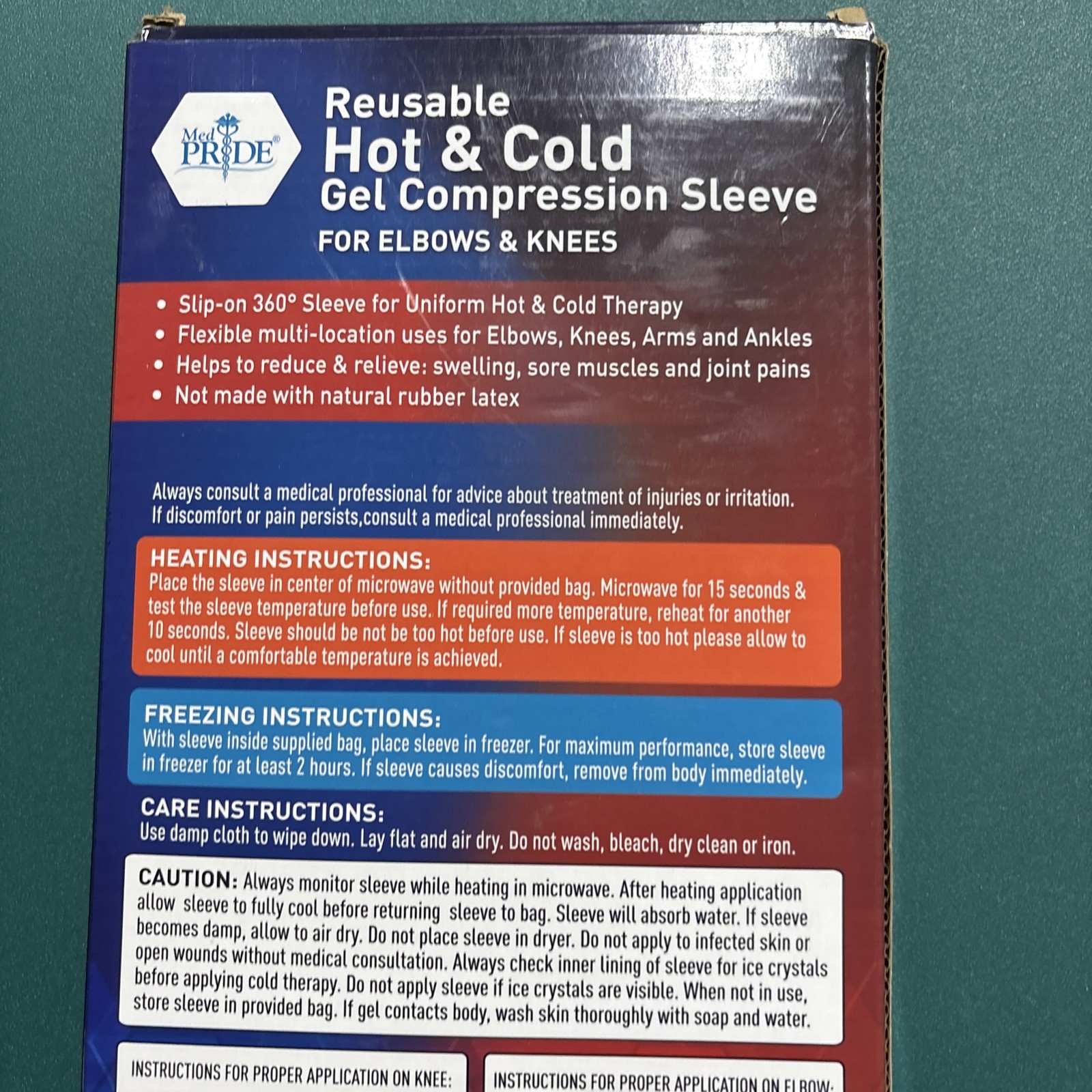 MED PRIDE Reusable Hot & Cold Gel Compression Sleeve For Elbows Arms Knees 1 Pc