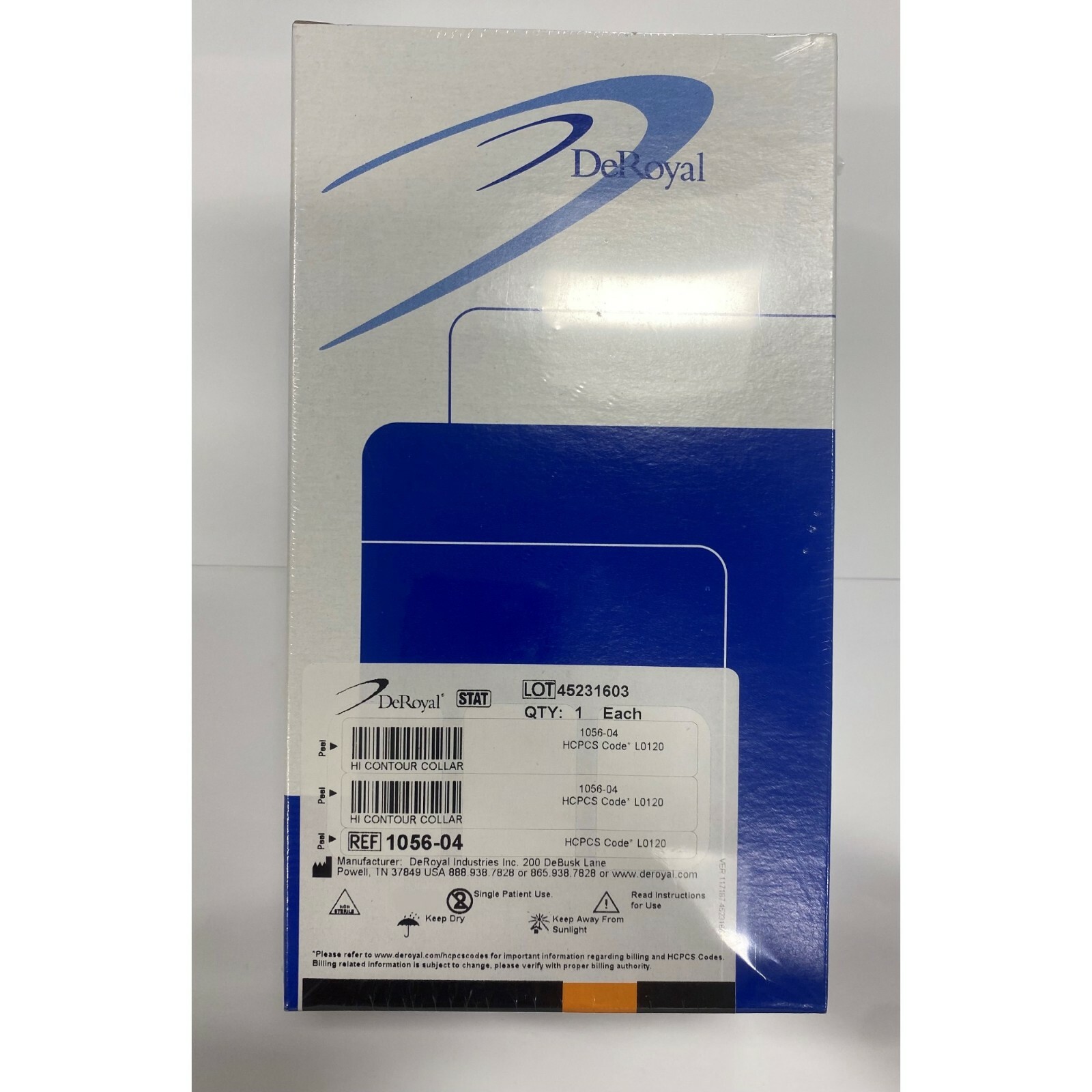 *1-Pack* DeRoyal High Contour Cervical Collar Firm Density Foam Large 1056-04