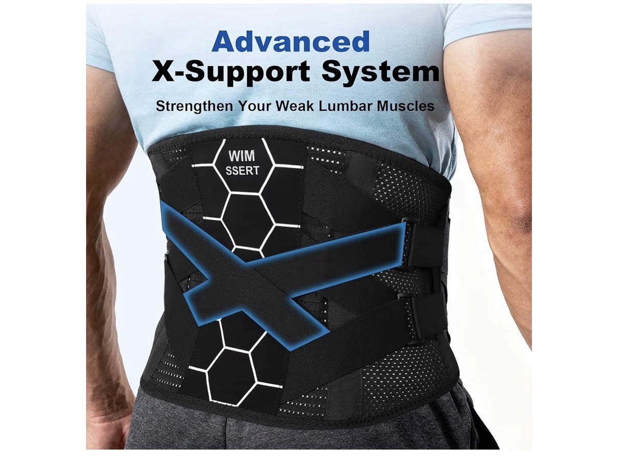 WIMSSERT Lumbar Back Support Brace, X-Support System, Breathable Mesh