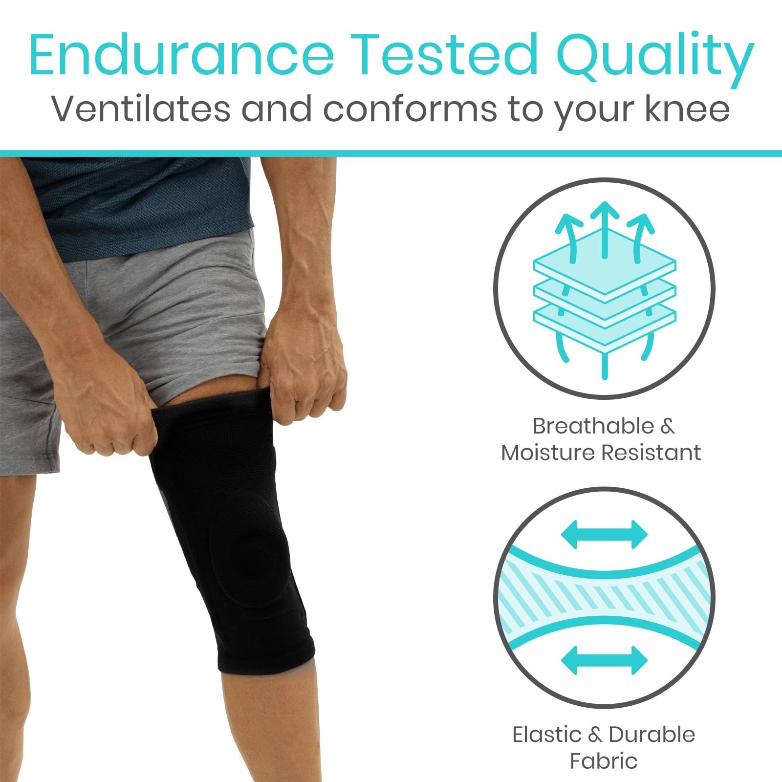 Vive Stabilizing Knee Brace for Women & Men – Compression XXXX-Large, Black