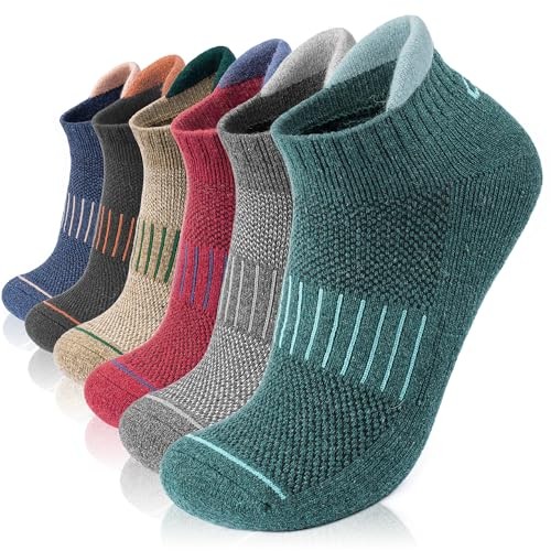 Merino Wool Ankle Hiking Running Socks for Men Women Medium Colorful Mix
