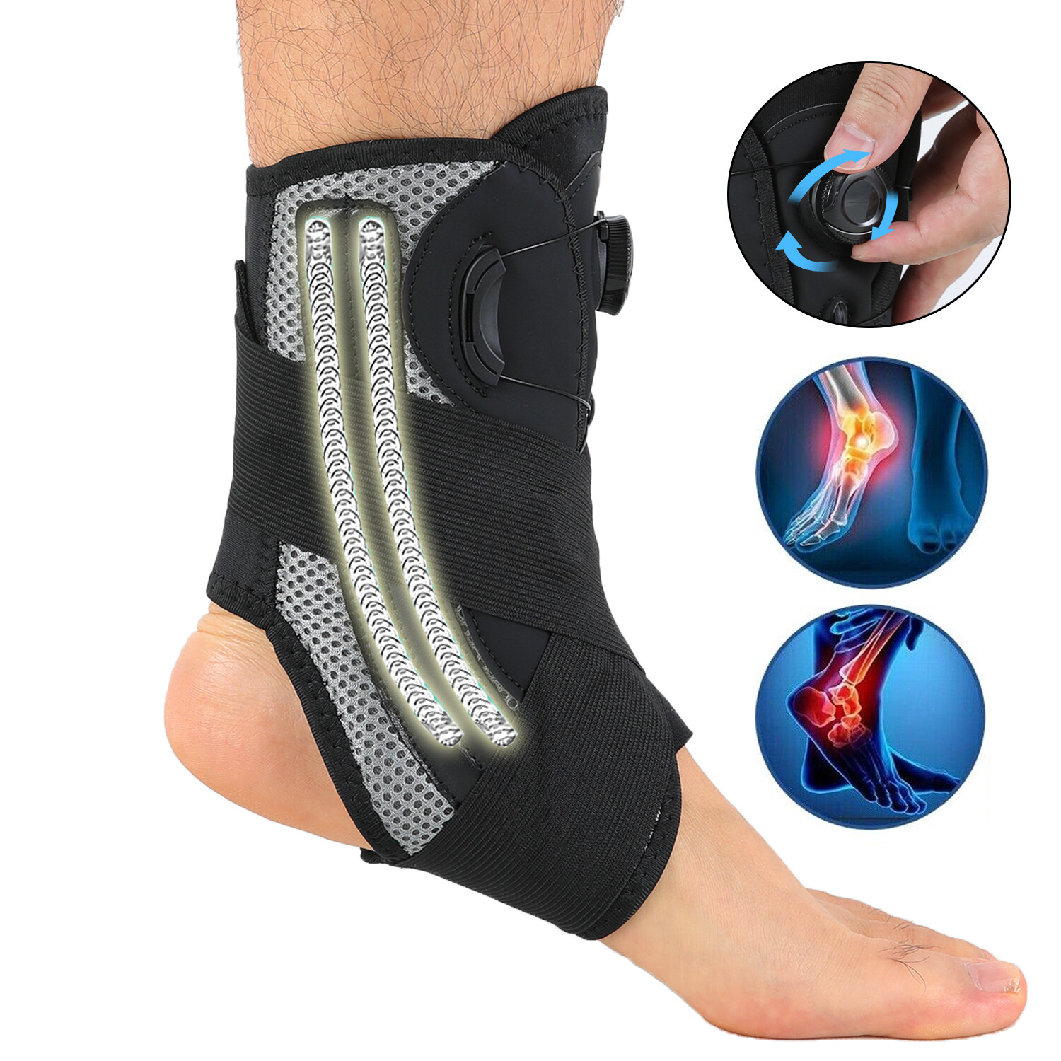 Ankle Stabilizer Brace Support Rotatable Tendon Plantar Fasciitis Pain Relief