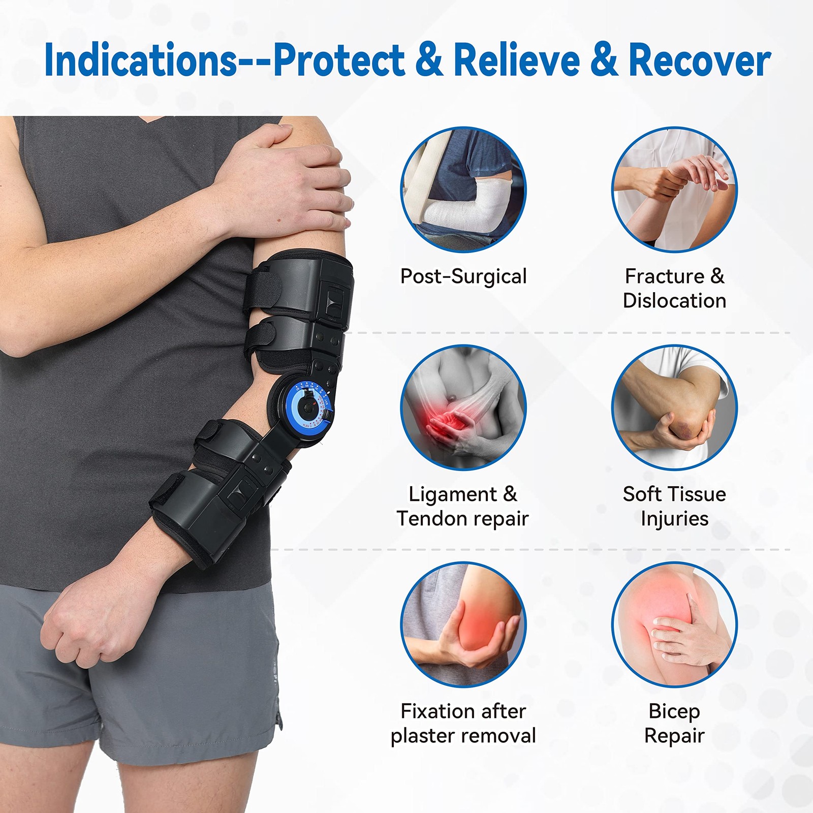 Orthomen Hinged ROM Elbow Brace Adjustable Post OP Elbow Brace Stabilizer Spl…