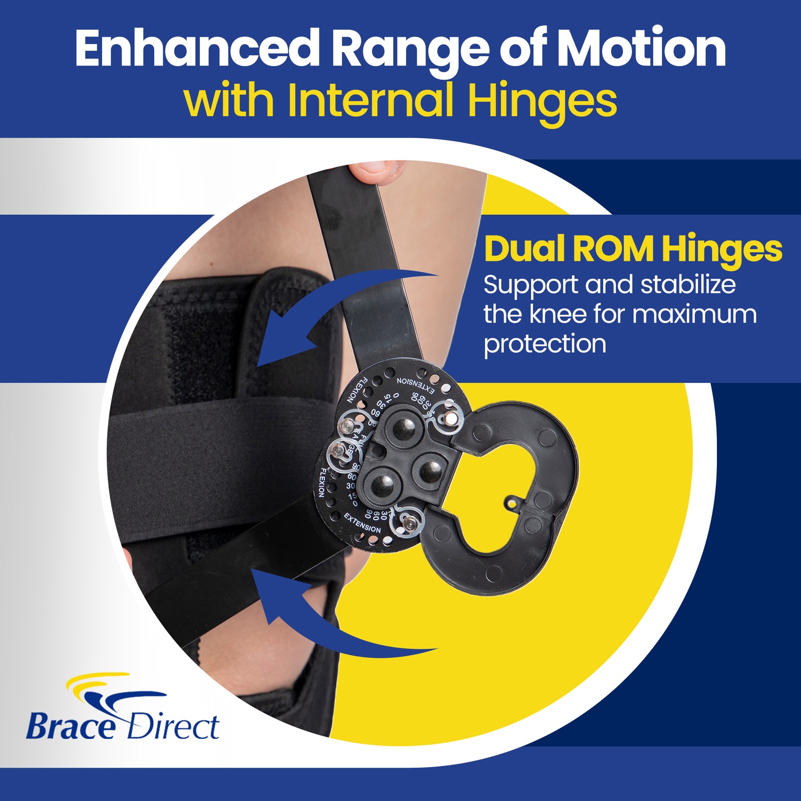 Plus Size Deluxe Hinged Knee Brace with Compression Wrap for Big & Wide Thighs
